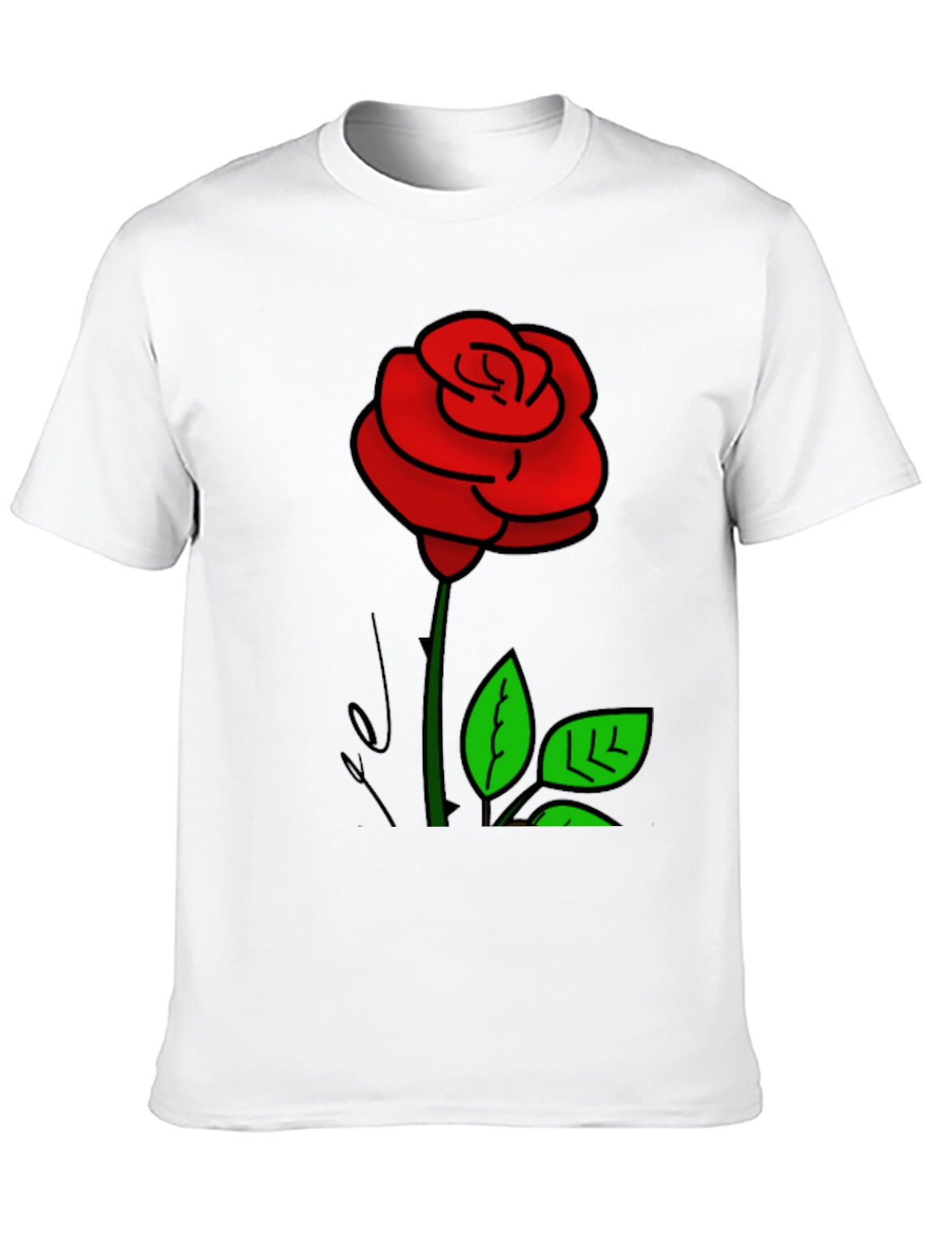 Black T-Shirt with Rose Graphic Print