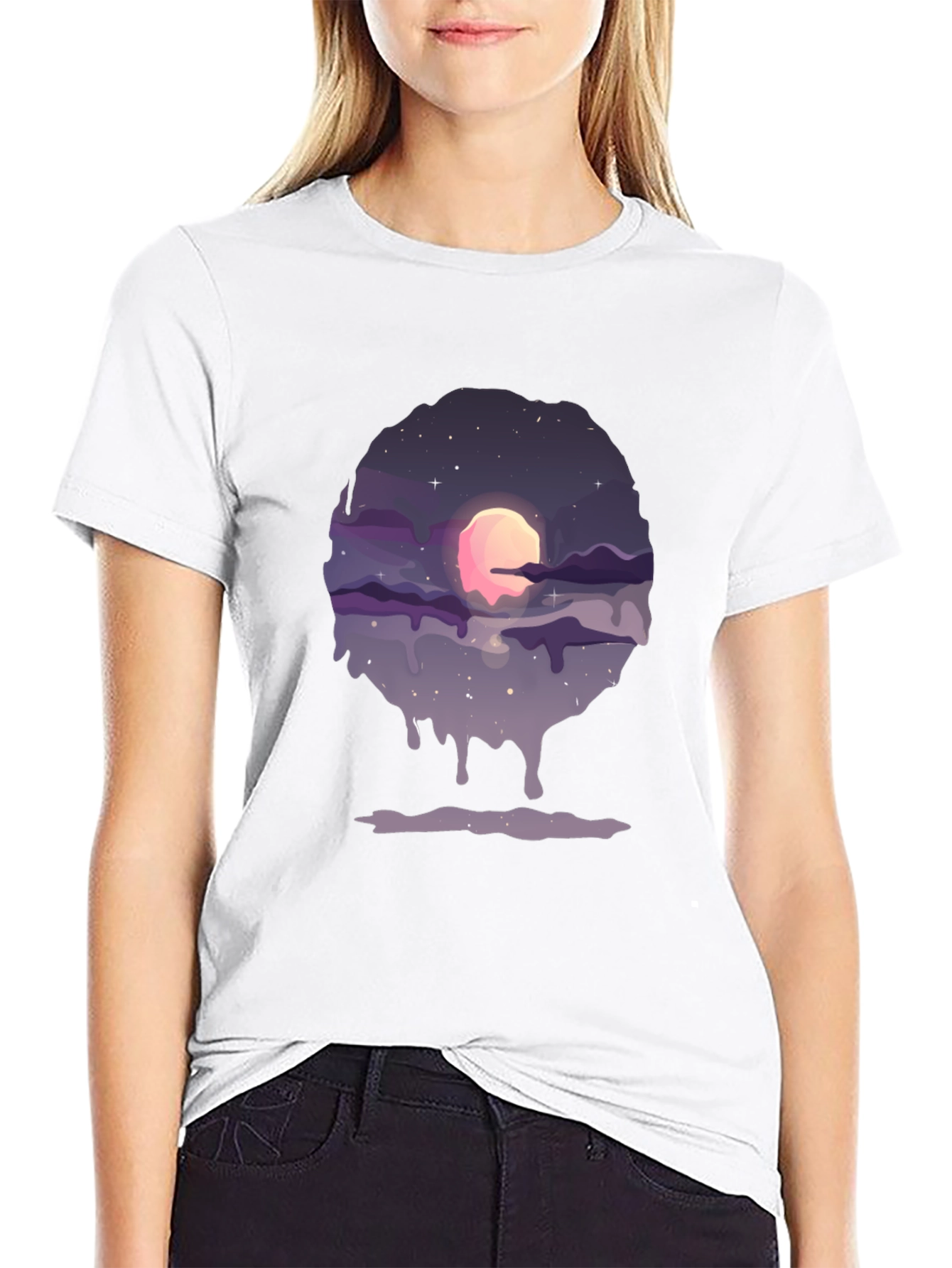 Galaxy Moon Drip Graphic T-Shirt