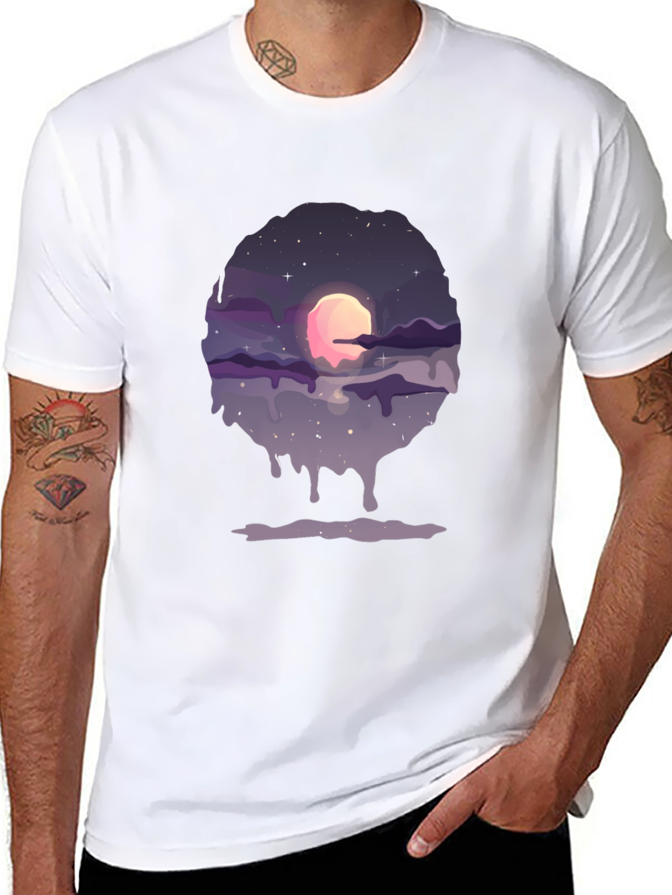 Galaxy Moon Drip Graphic T-Shirt