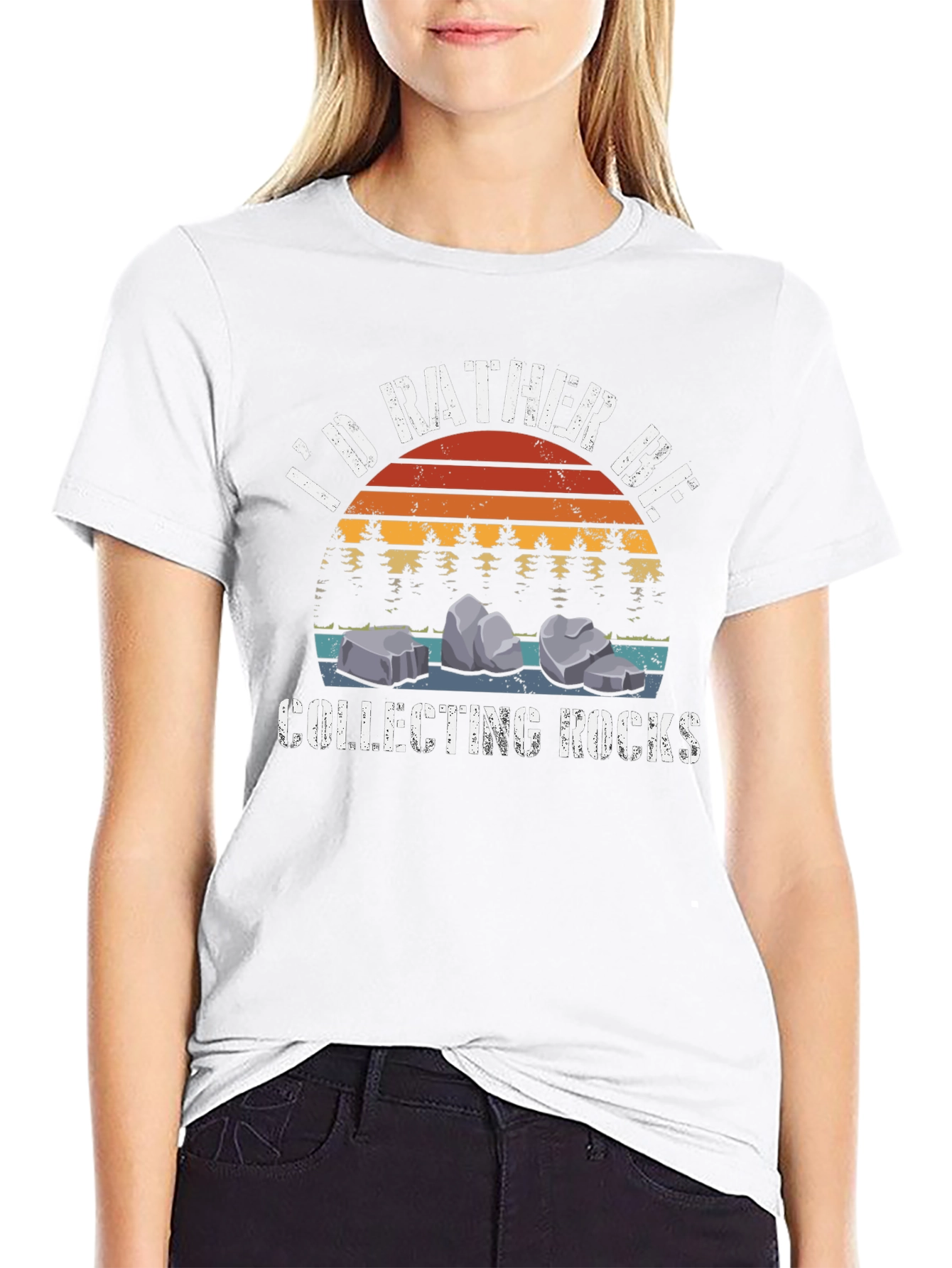 Id Rather Be Collecting Rocks Black T-Shirt