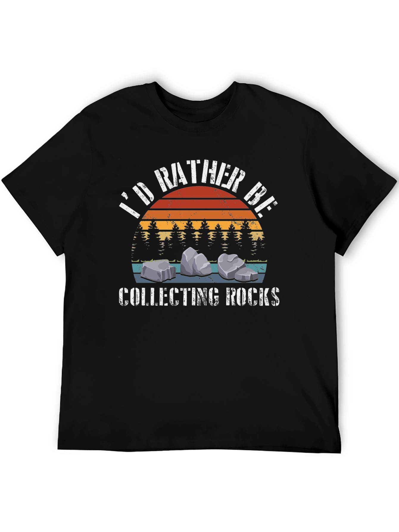 Id Rather Be Collecting Rocks Black T-Shirt