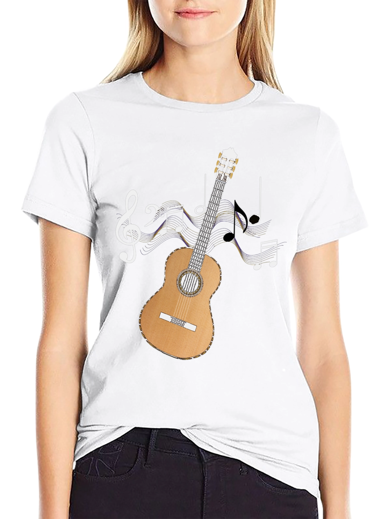 Musical Guitar T-Shirt - Black Cotton Tee