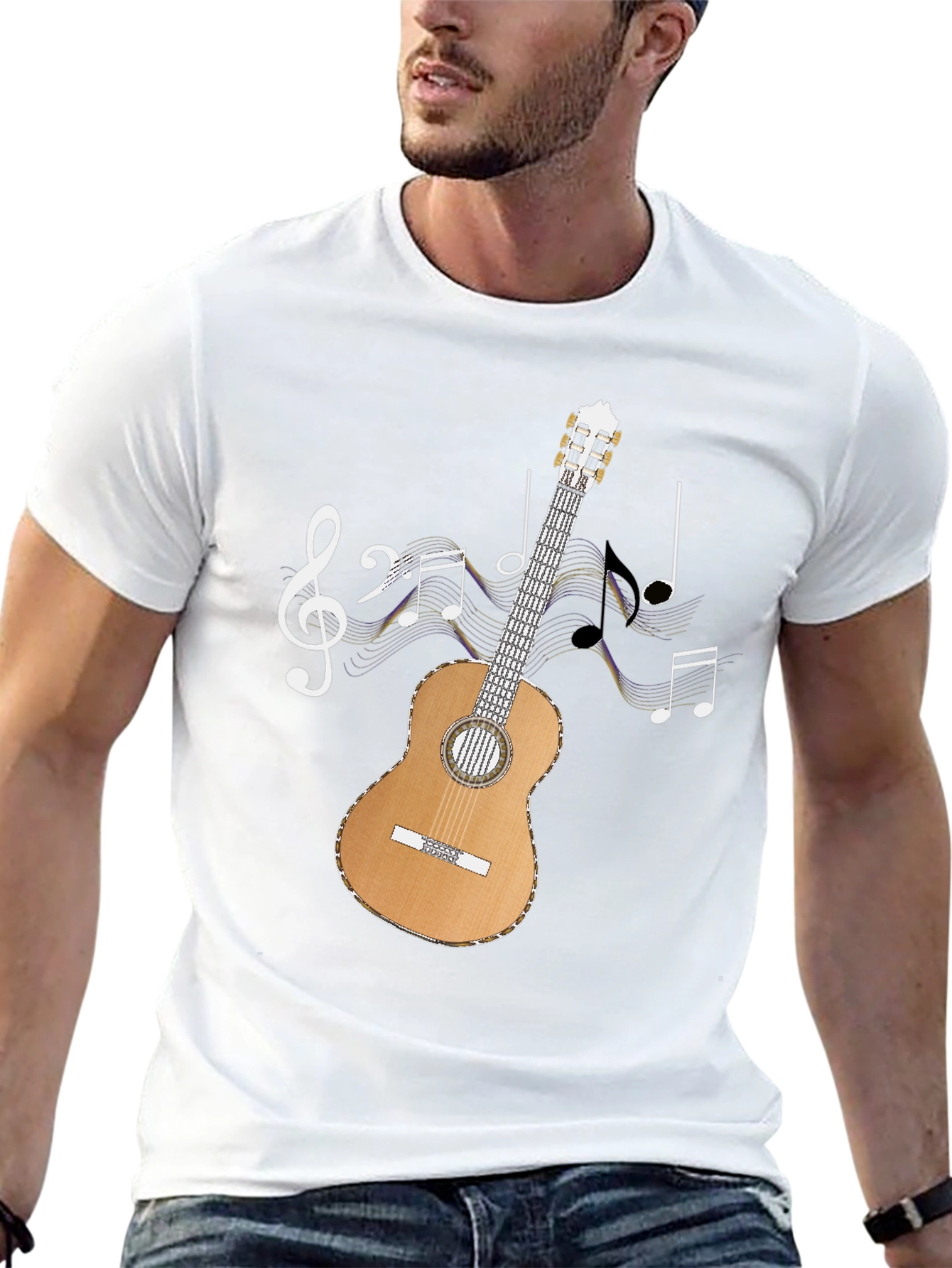 Musical Guitar T-Shirt - Black Cotton Tee