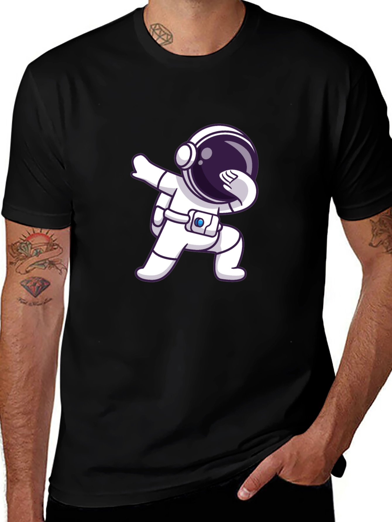 Astronaut Dab Black T-Shirt - Space Lover Gift