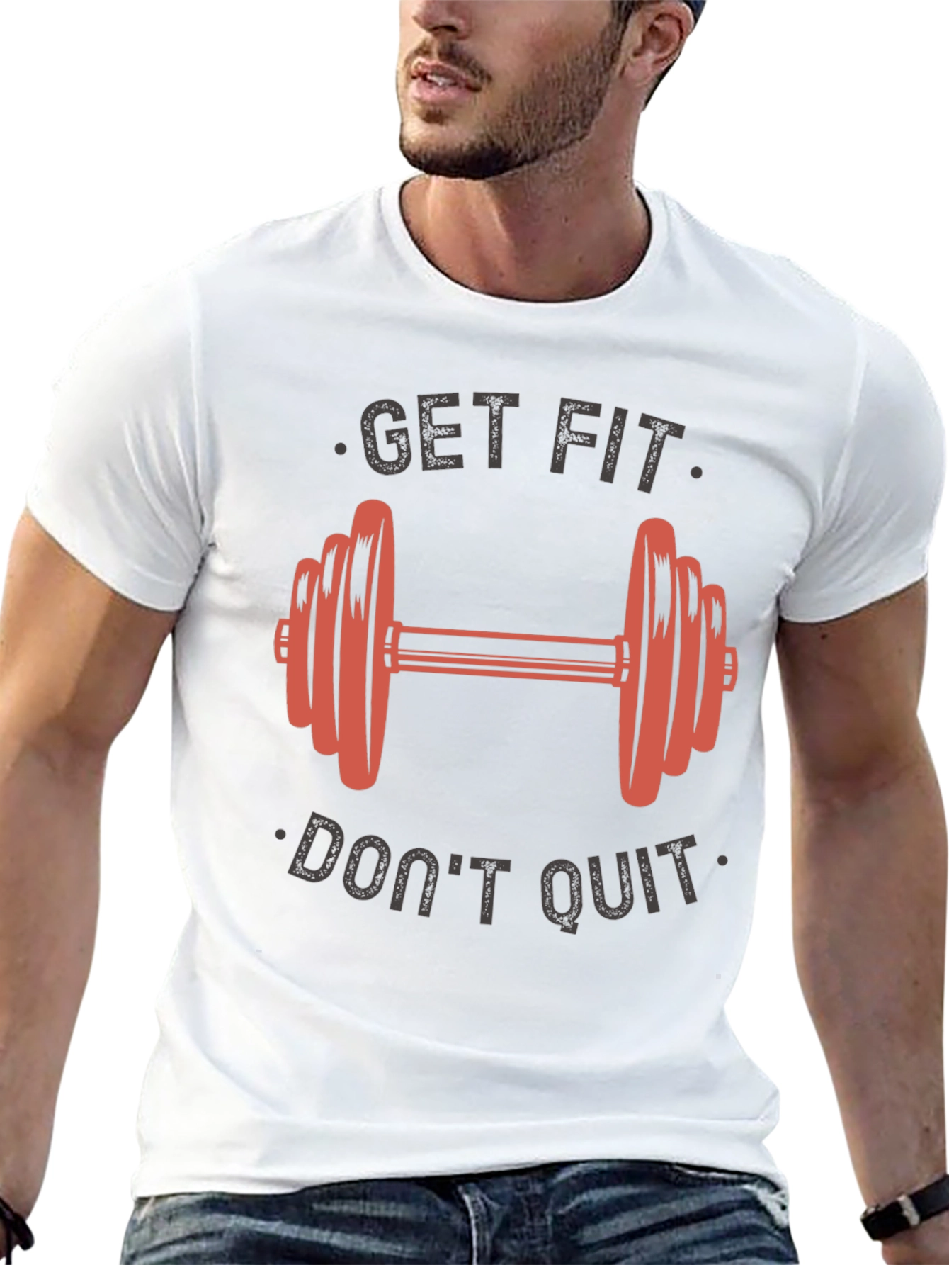 Get Fit Dont Quit Graphic T-Shirt - Gym Motivation