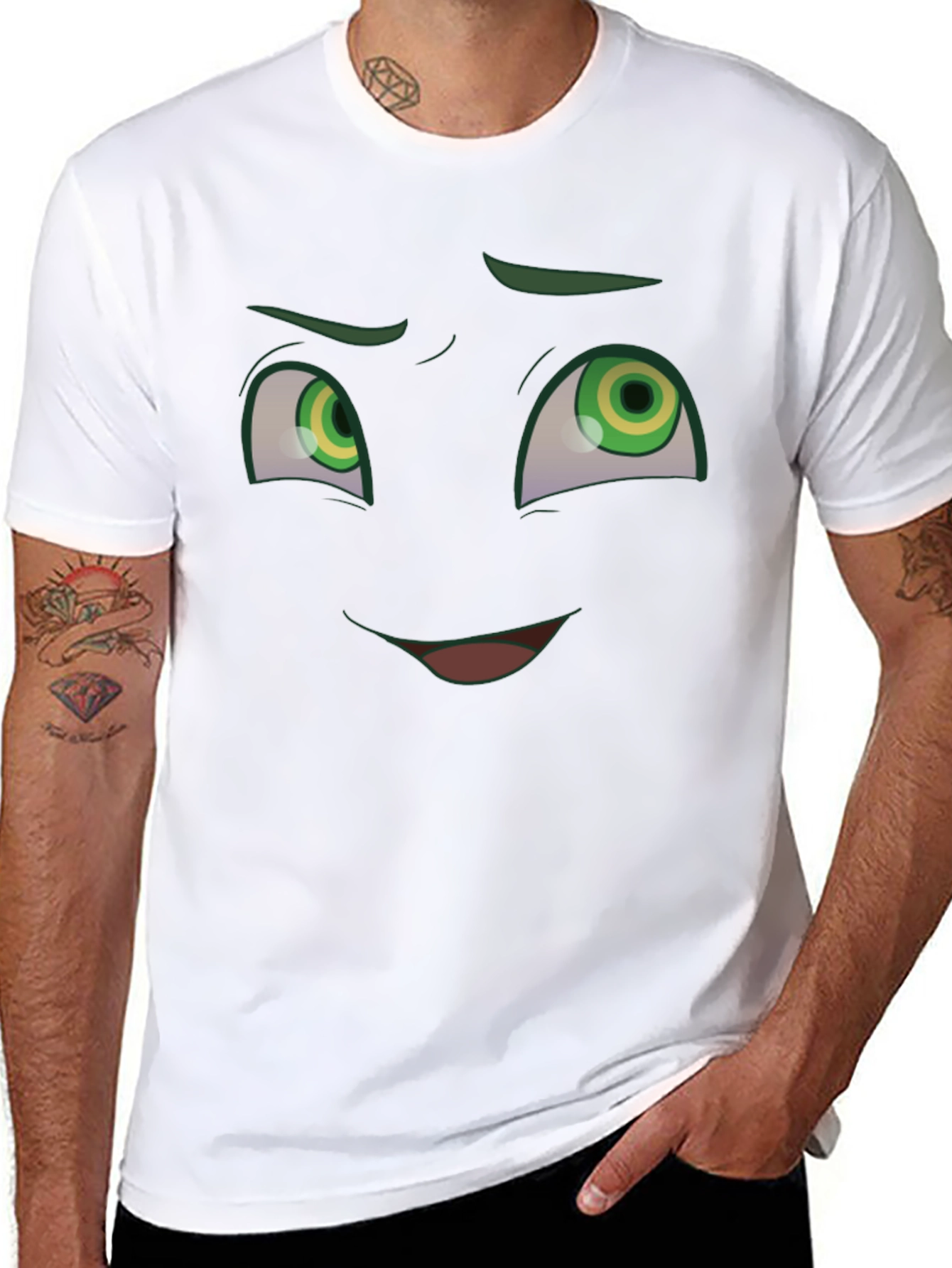 Funny Cartoon Face Graphic T-Shirt