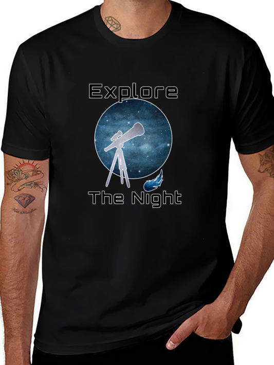 Explore the Night Black Graphic Tee - Astronomy Lovers Gift