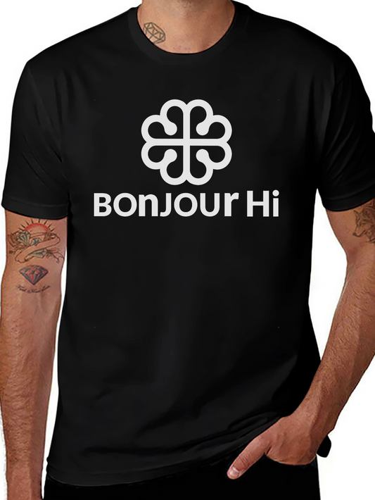 Bonjour Hi T-Shirt - Black Cotton Tee