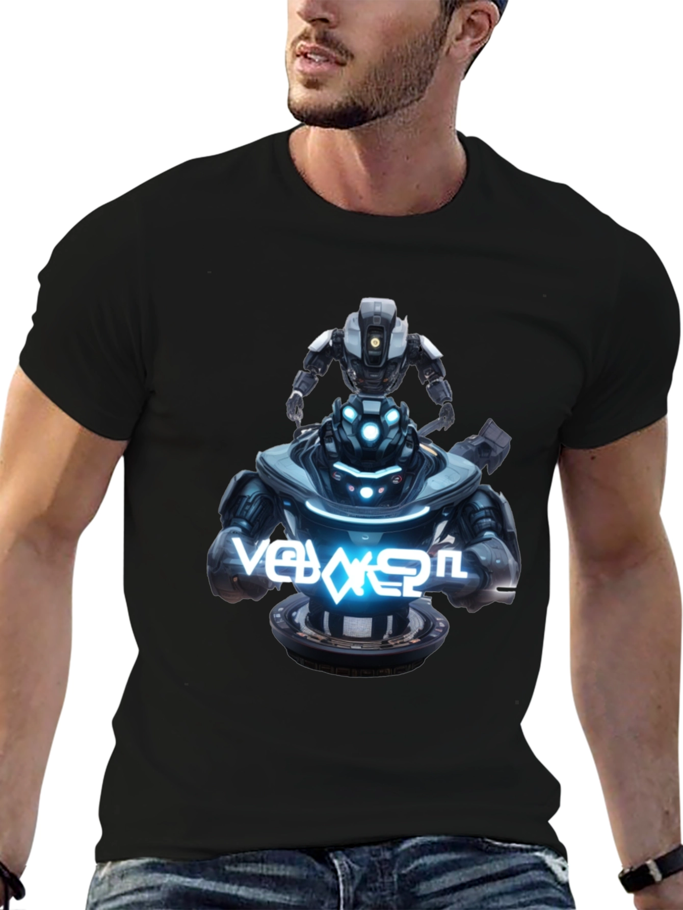 Robot Duo Black Graphic Tee