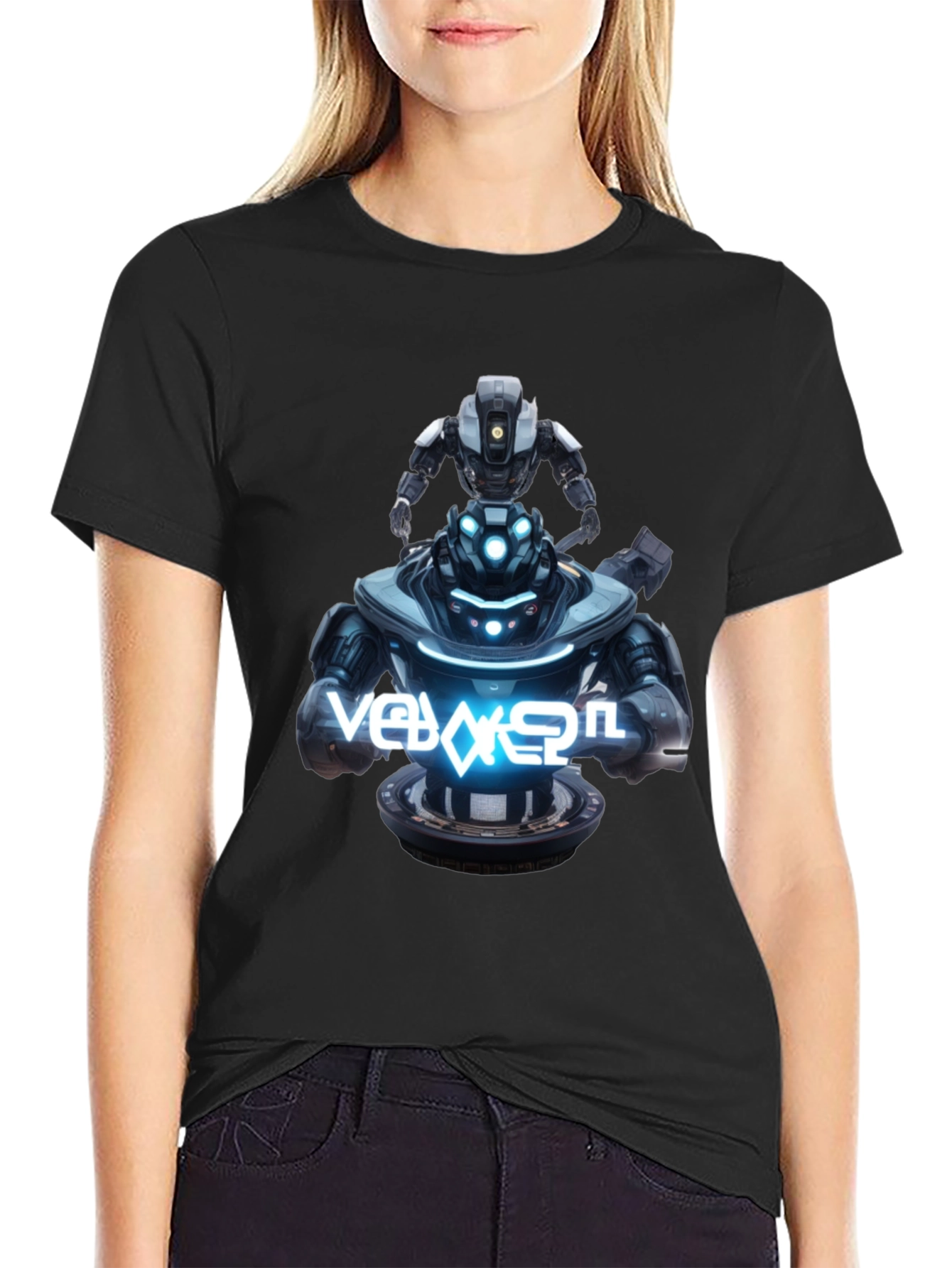 Robot Duo Black Graphic Tee