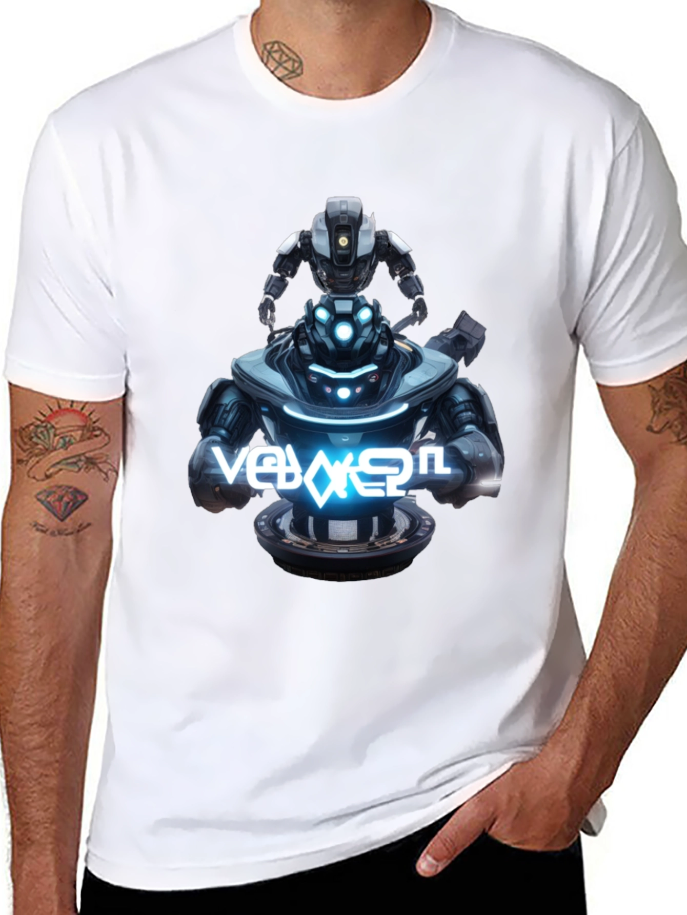 Robot Duo Black Graphic Tee