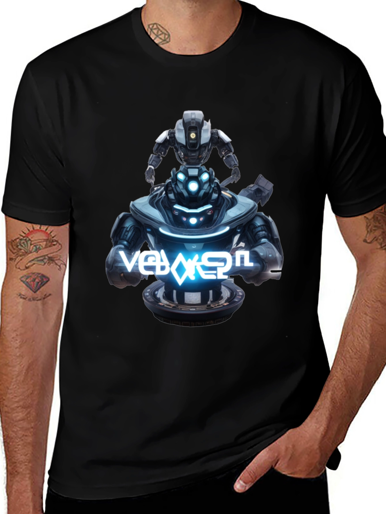 Robot Duo Black Graphic Tee