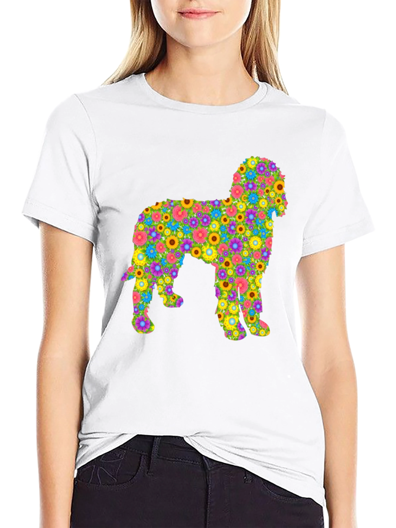 Floral Dog Graphic T-Shirt - Unique Design