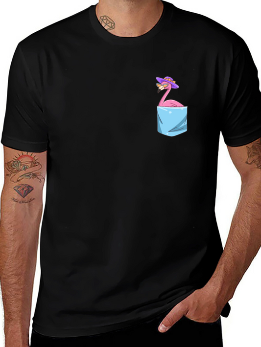Flamingo in Pocket T-Shirt - Funny Graphic Tee