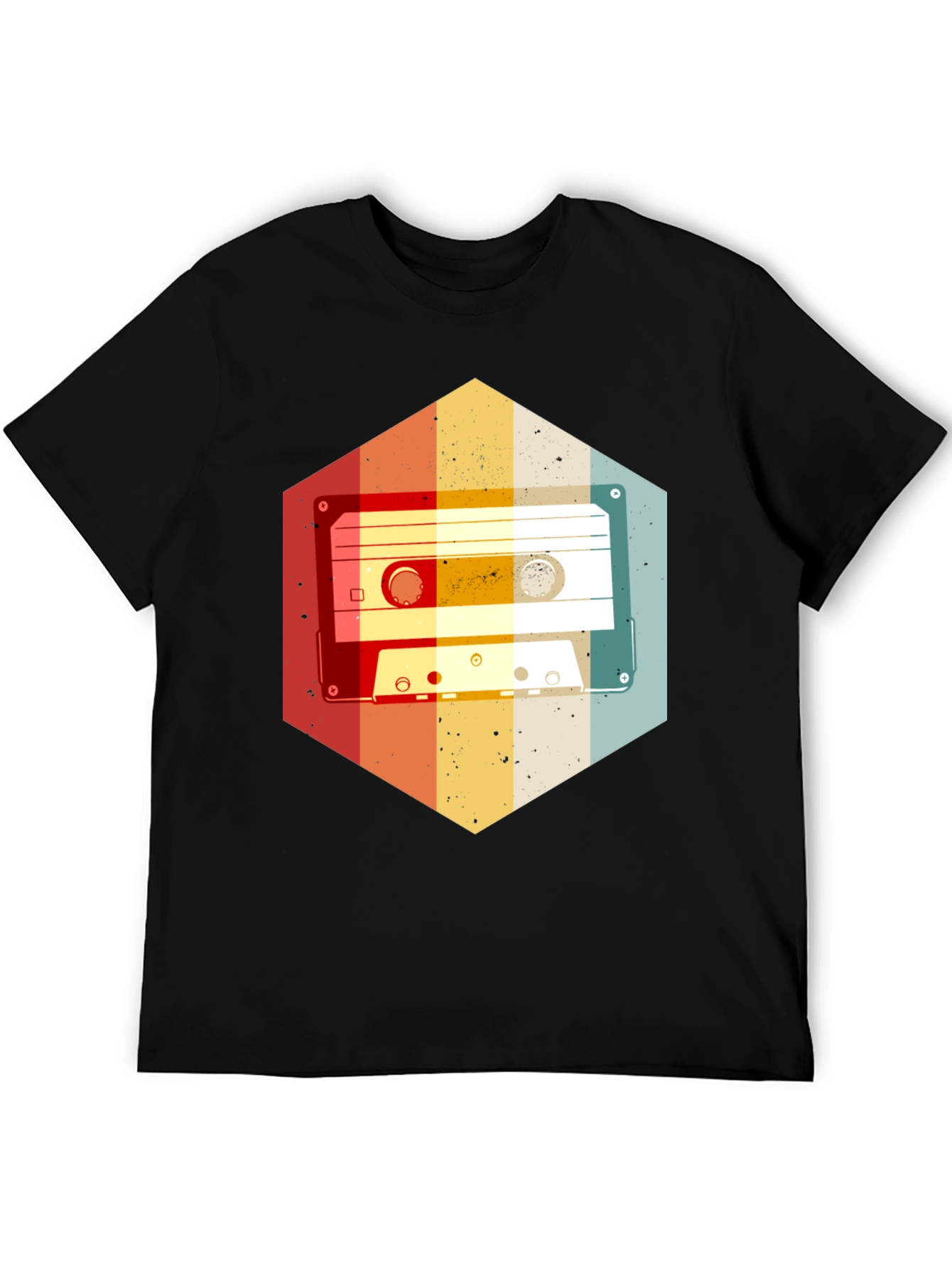 Retro Cassette Tape Hexagon Graphic T-Shirt