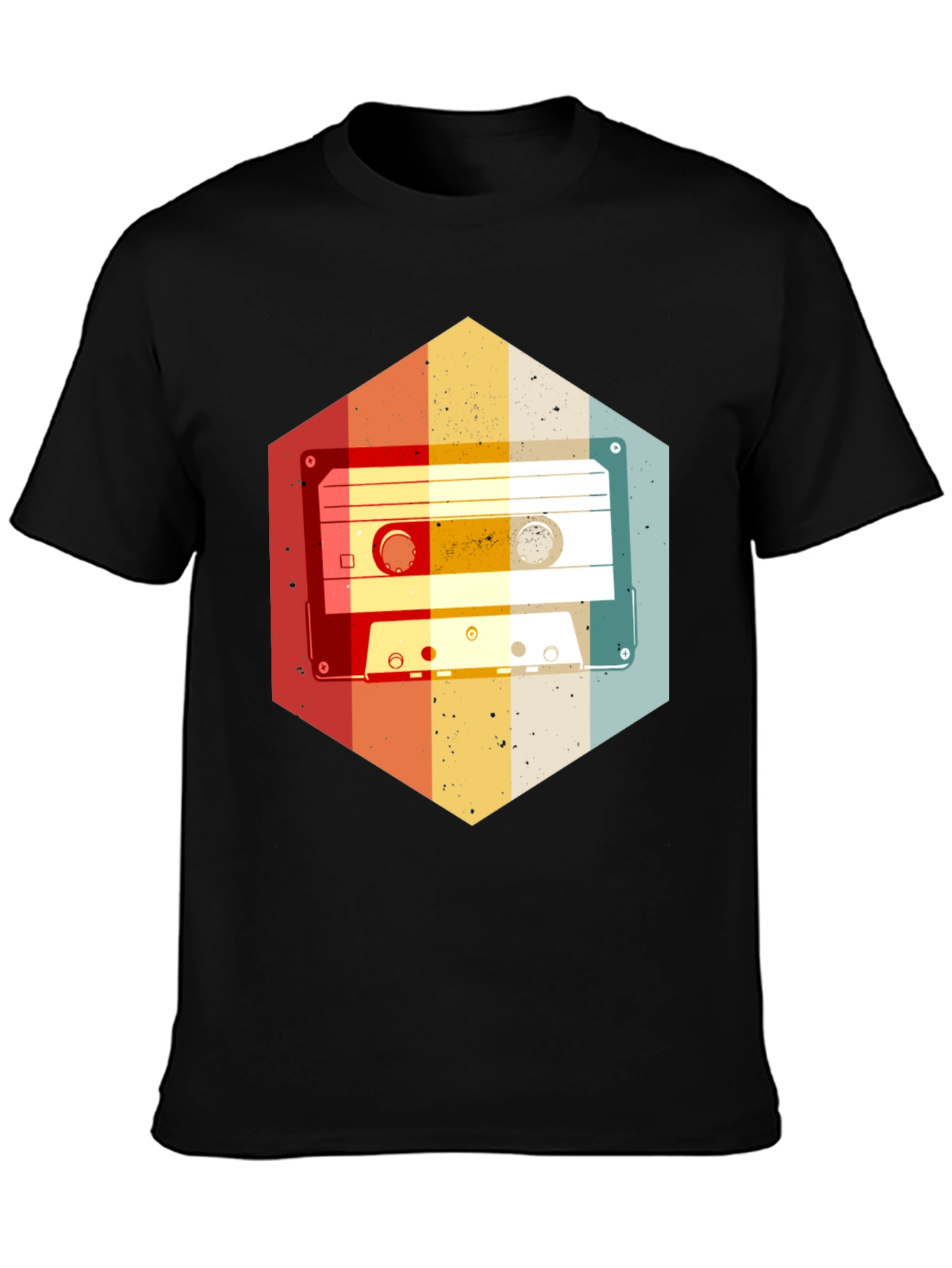 Retro Cassette Tape Hexagon Graphic T-Shirt