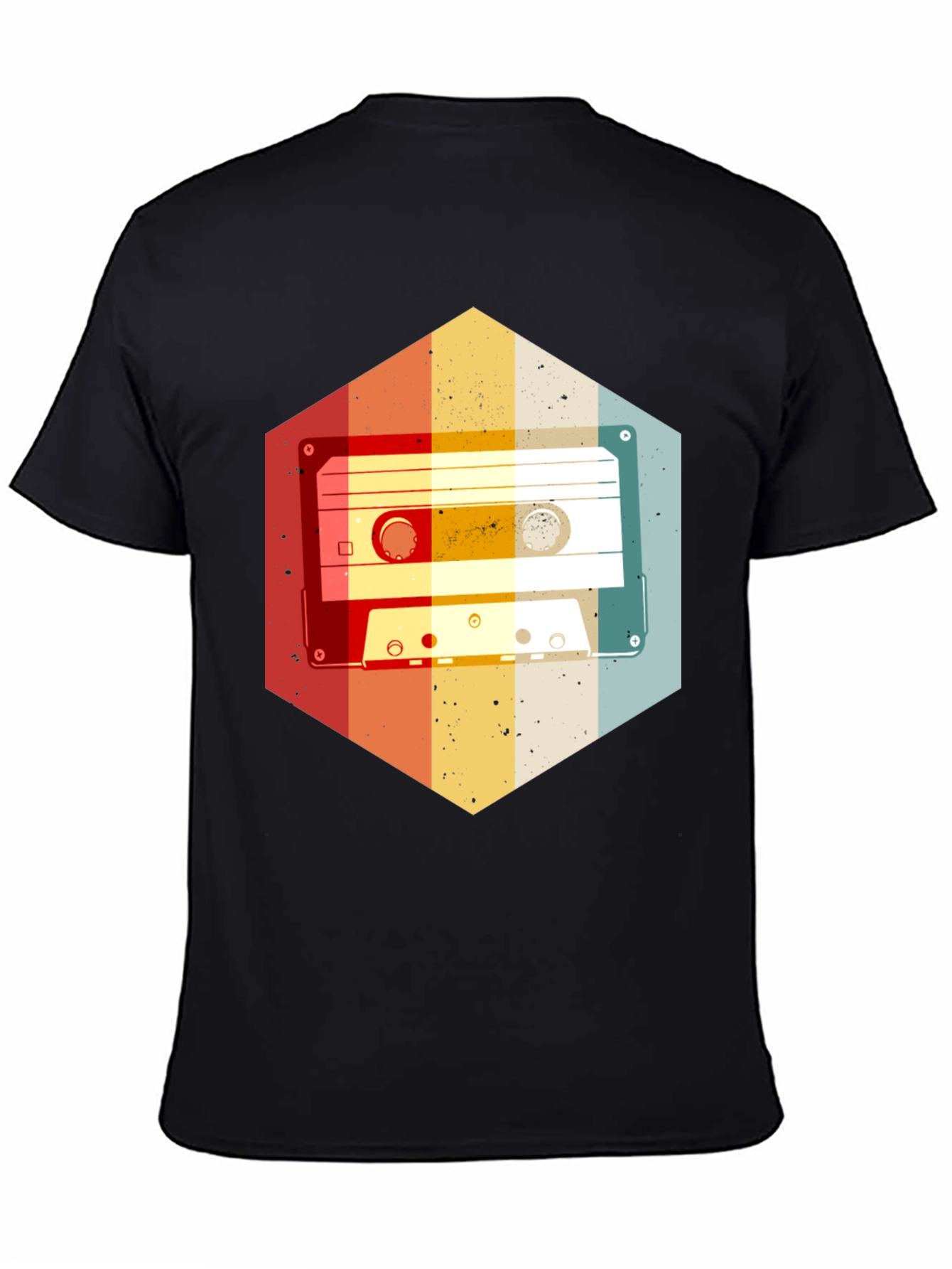 Retro Cassette Tape Hexagon Graphic T-Shirt