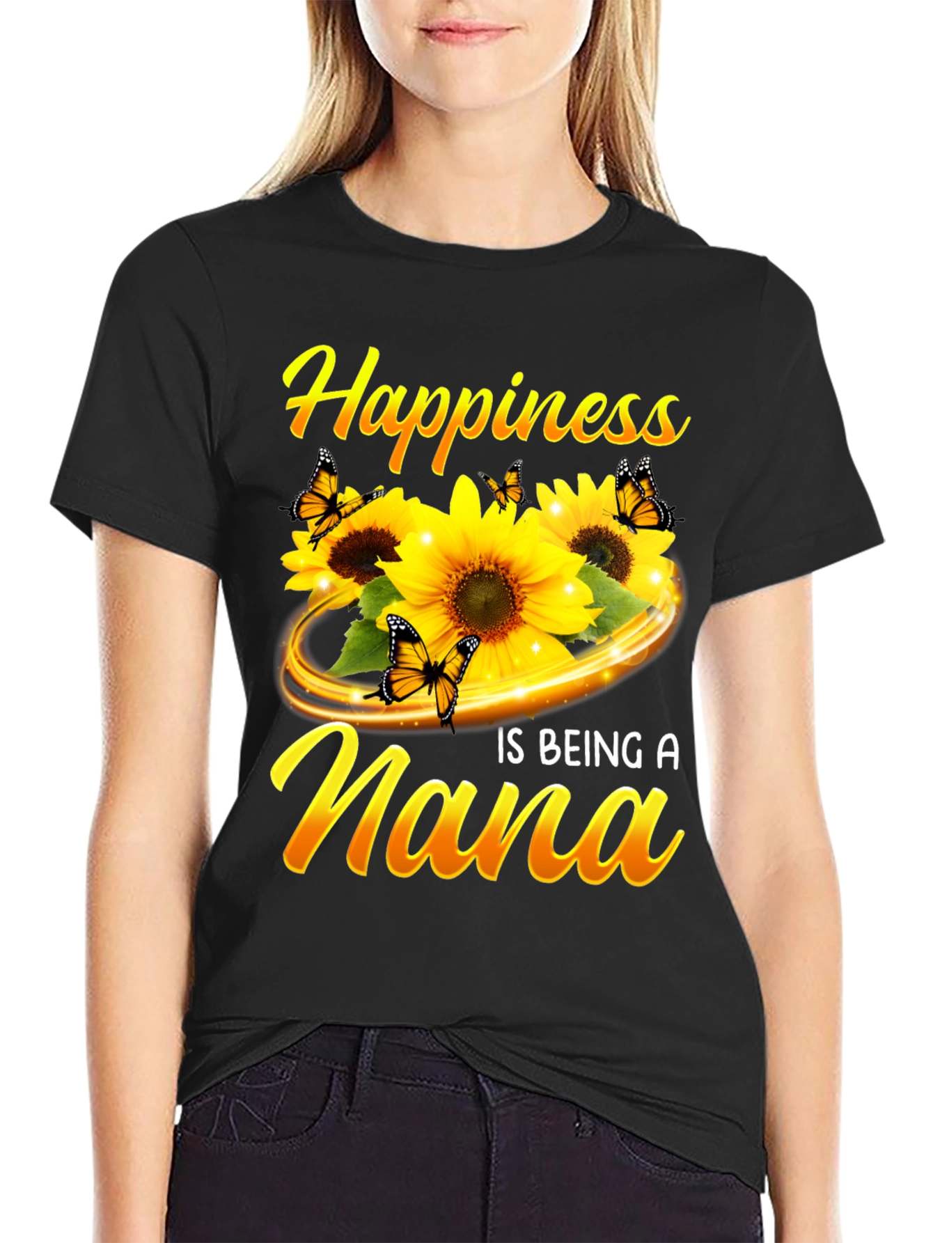 Happiness is Being A Nana Sunflower Graphic Tee