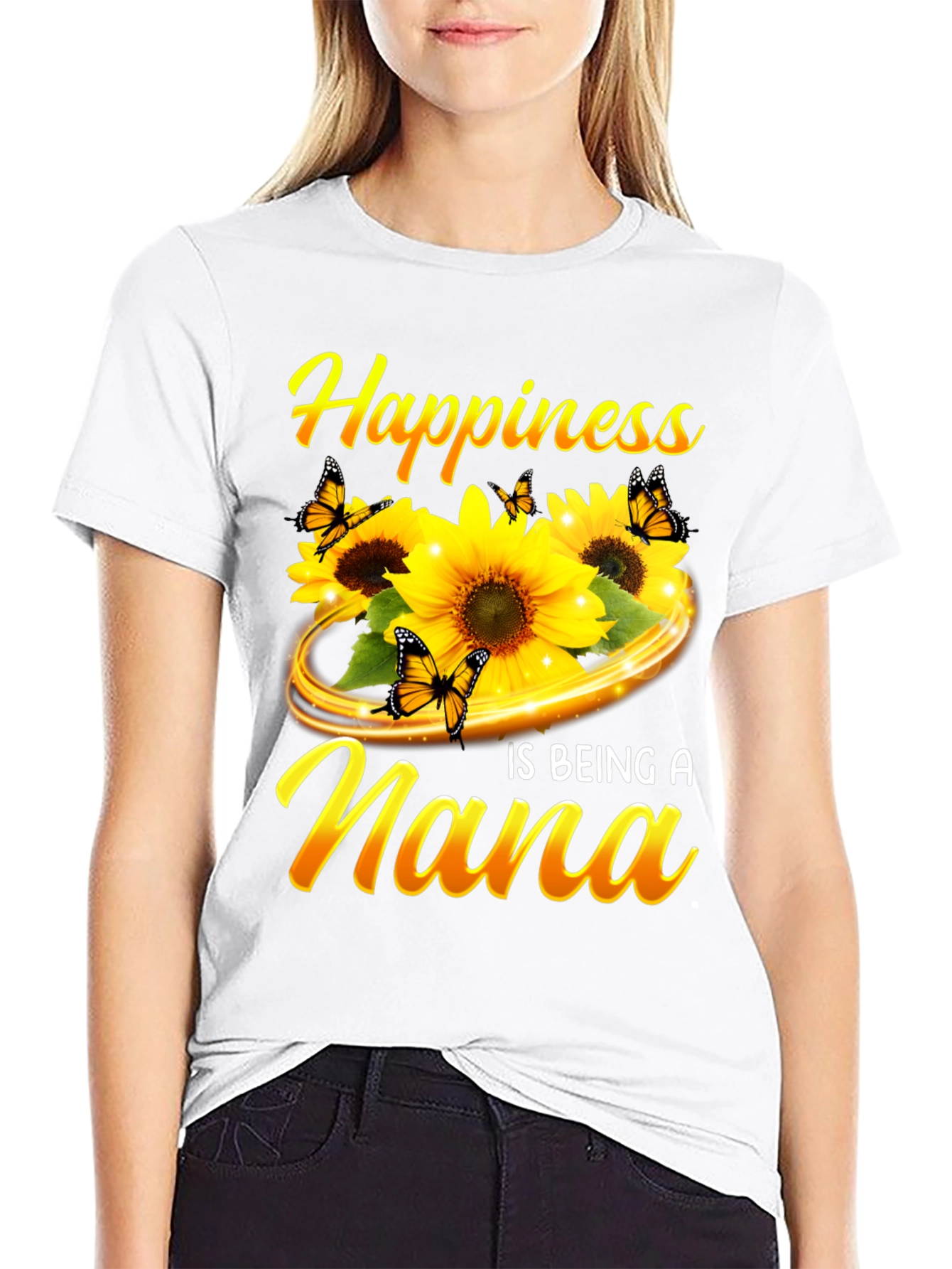 Happiness is Being A Nana Sunflower Graphic Tee
