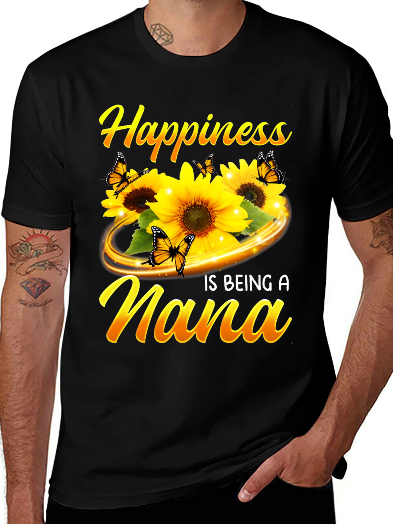 Happiness is Being A Nana Sunflower Graphic Tee