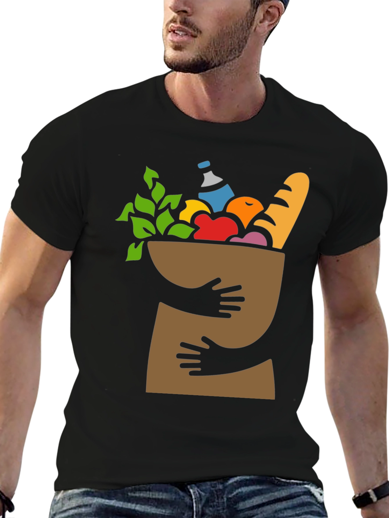 Grocery Hug T-Shirt - Black Comfort Fit Tee