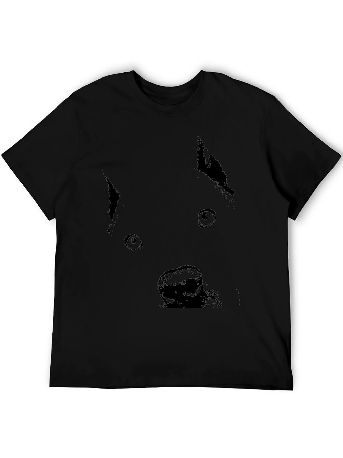 Black Dog Face Graphic T-Shirt - Casual Style