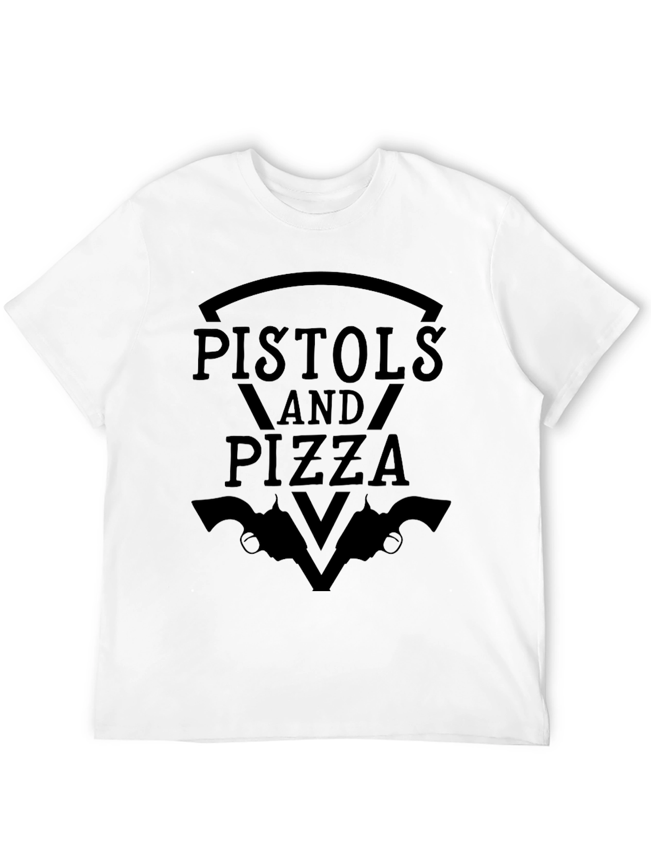 Pistols and Pizza Graphic T-Shirt - Black