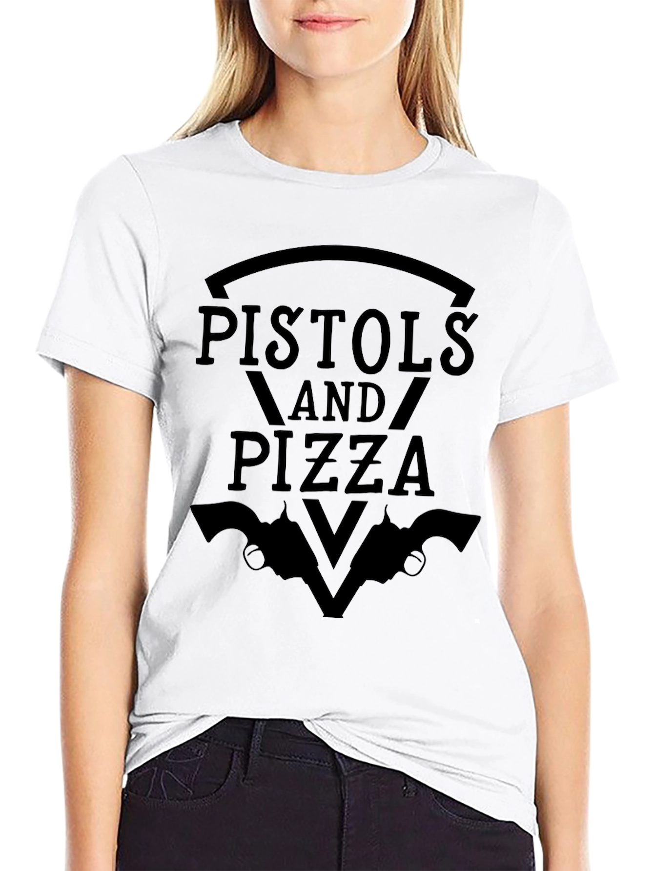 Pistols and Pizza Graphic T-Shirt - Black
