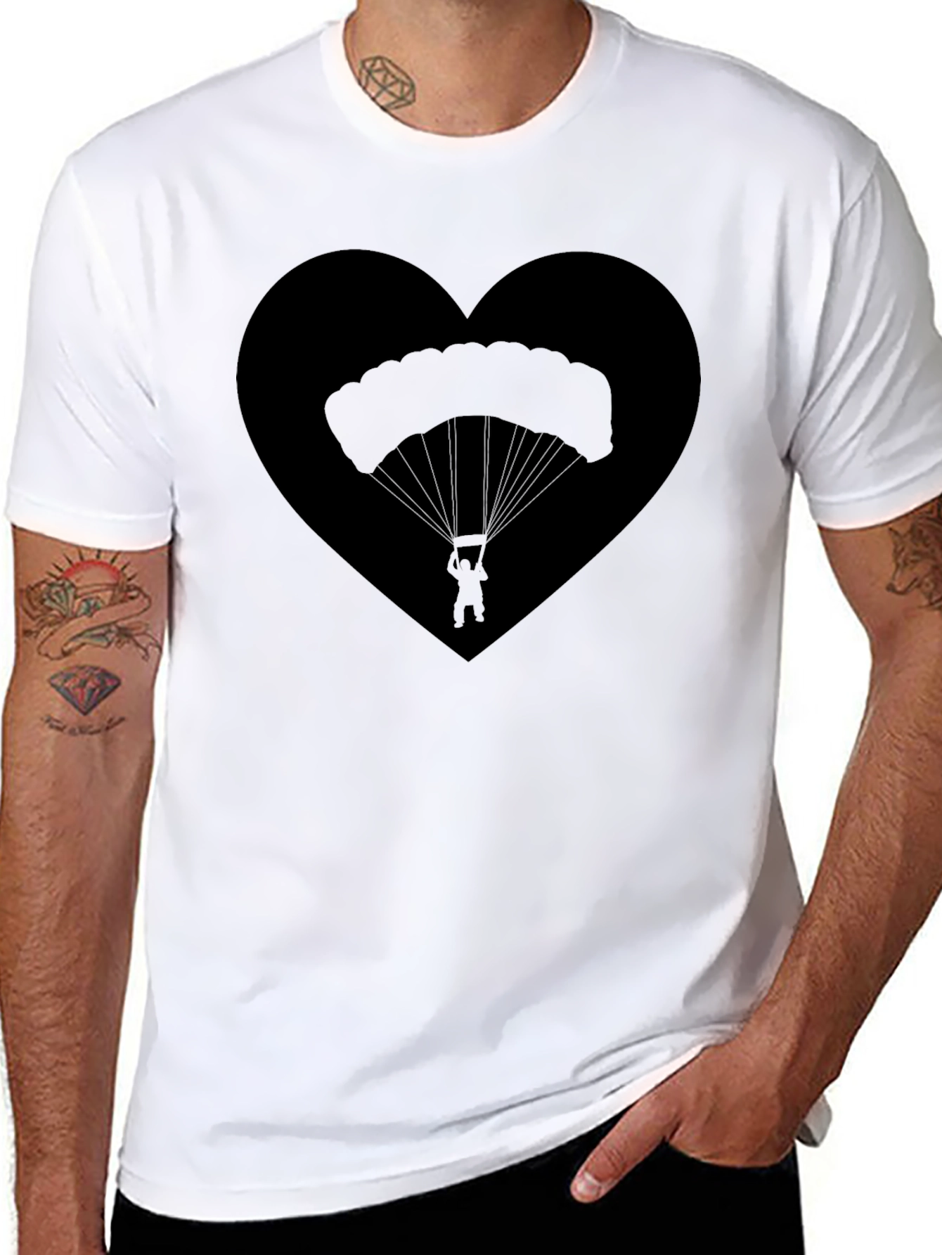 Black Parachute Heart T-Shirt