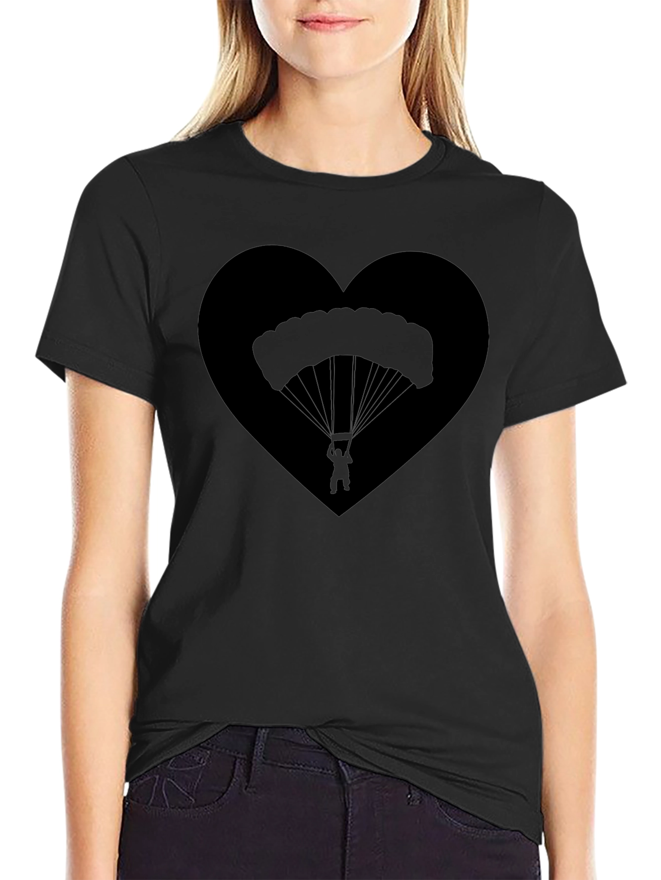 Black Parachute Heart T-Shirt