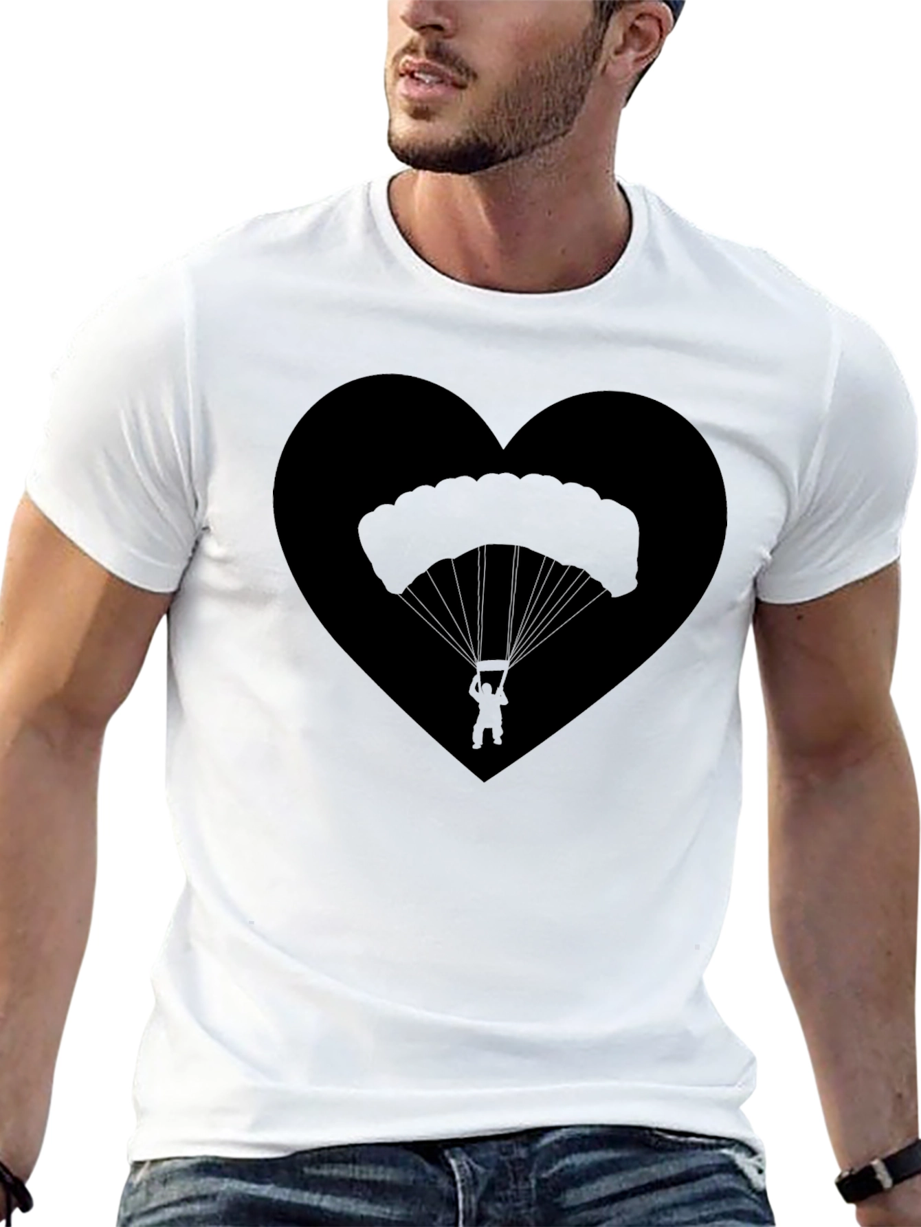 Black Parachute Heart T-Shirt