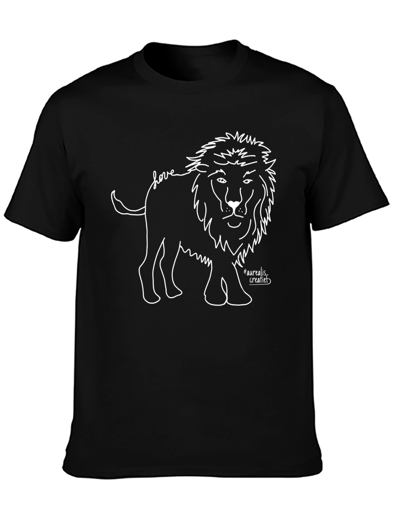 Black T-Shirt with Lion Love Design