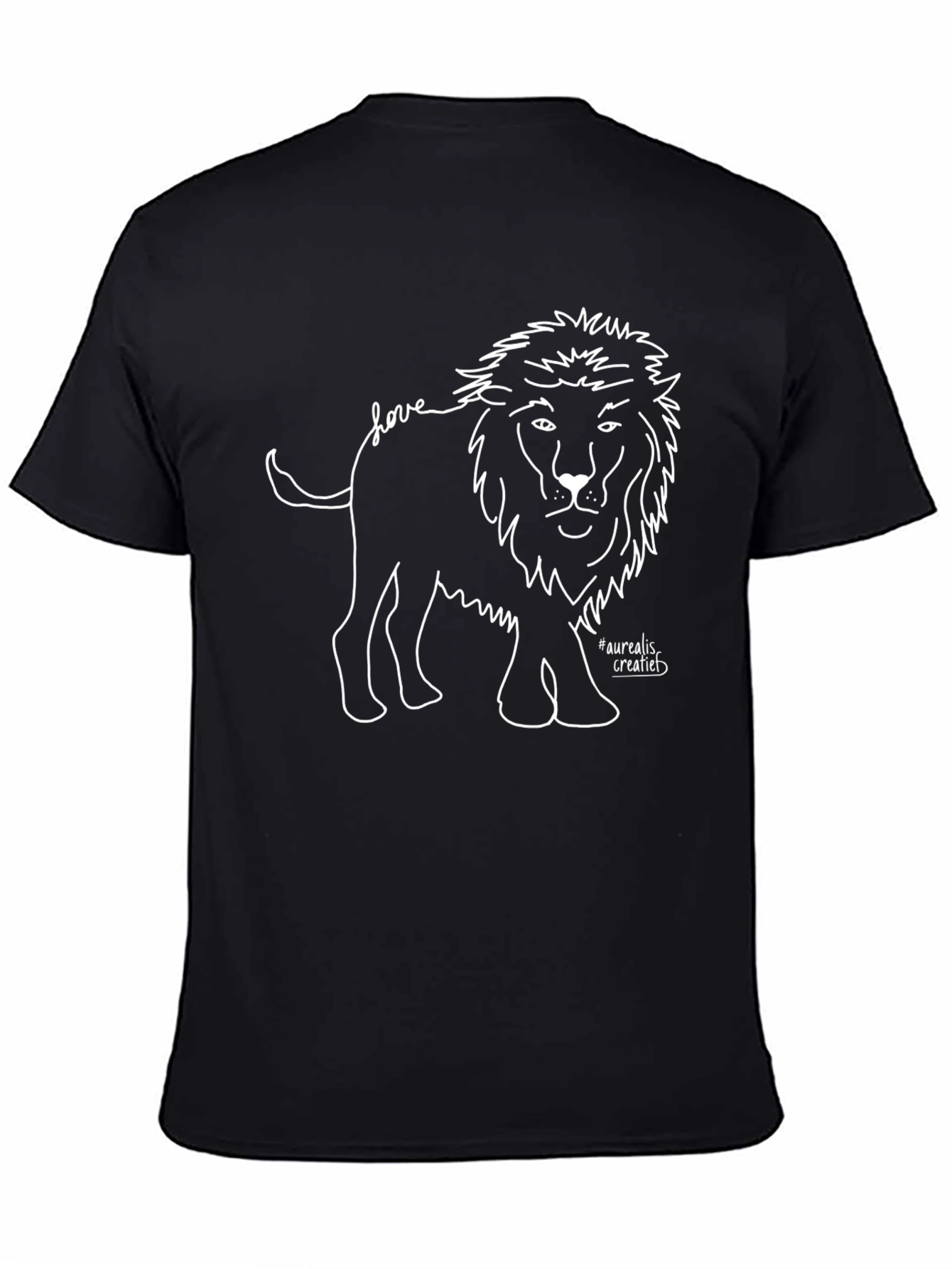 Black T-Shirt with Lion Love Design