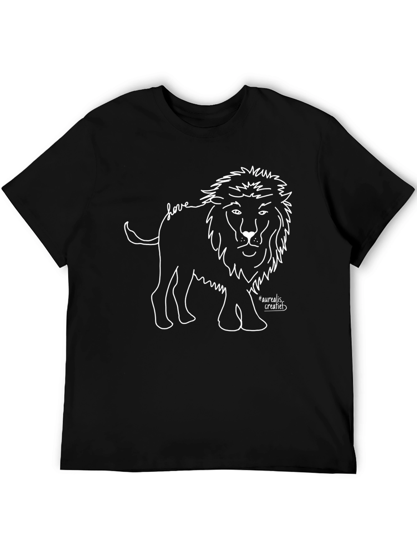 Black T-Shirt with Lion Love Design