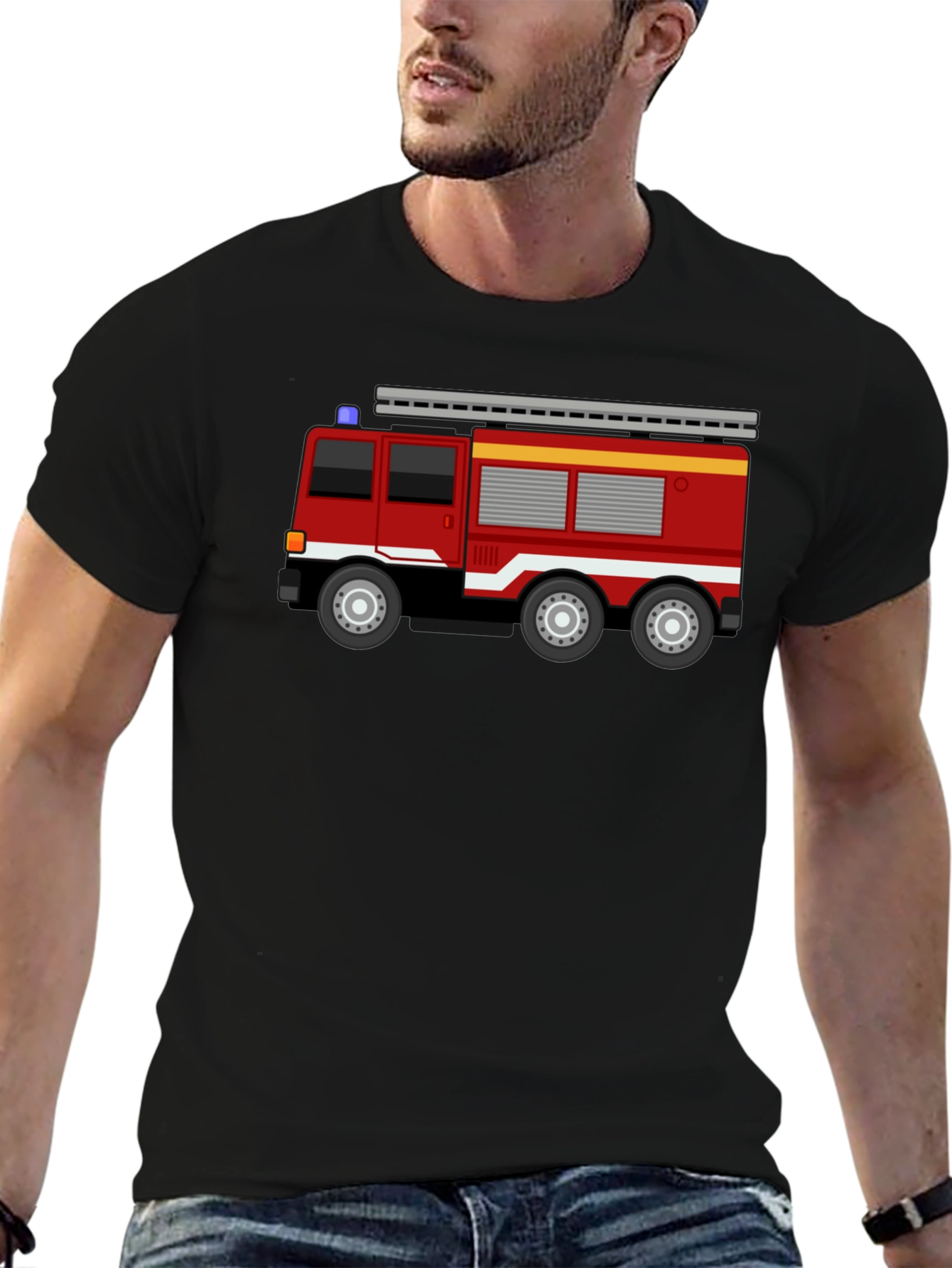 Fire Truck T-Shirt - Black Cotton Blend