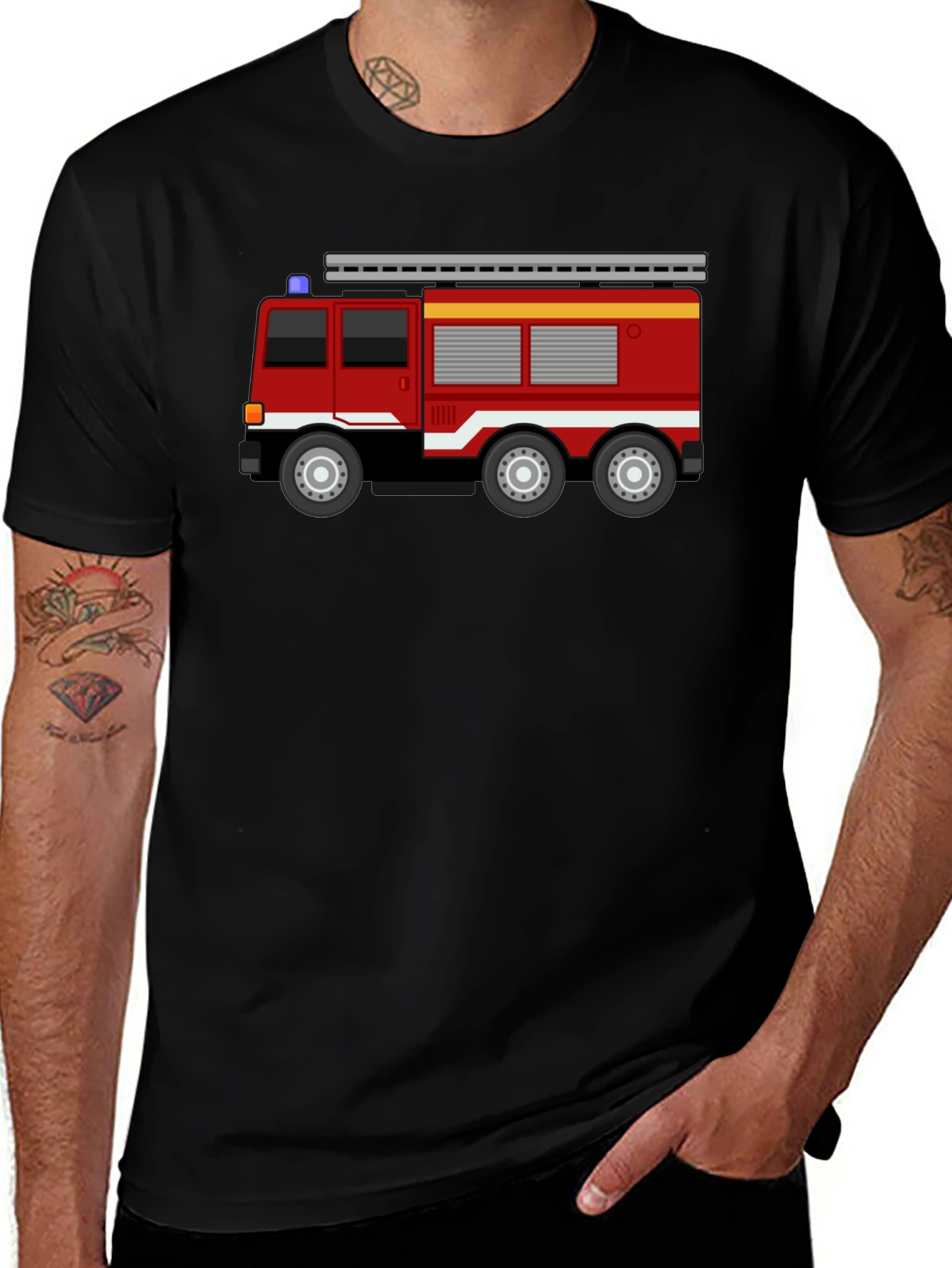 Fire Truck T-Shirt - Black Cotton Blend
