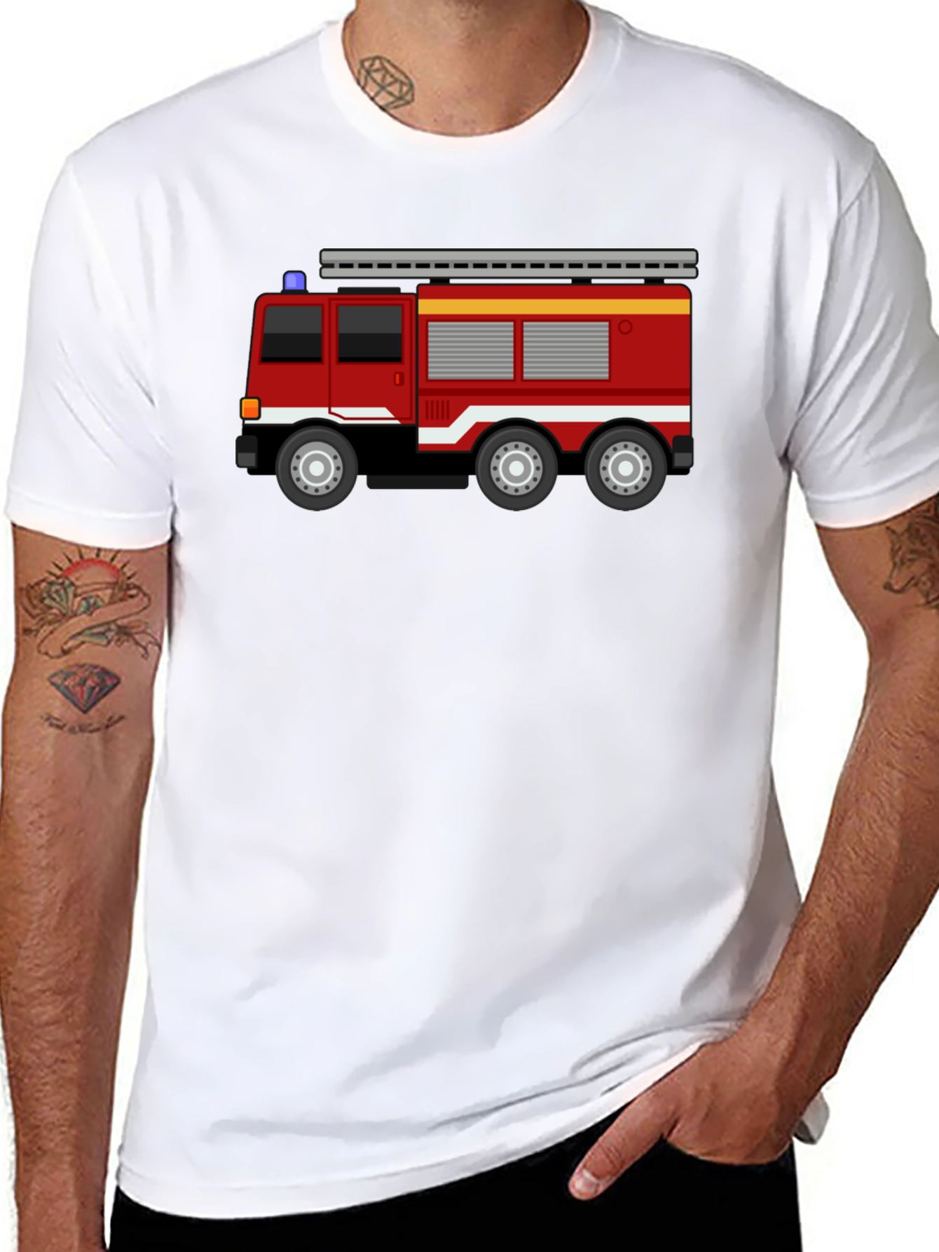 Fire Truck T-Shirt - Black Cotton Blend