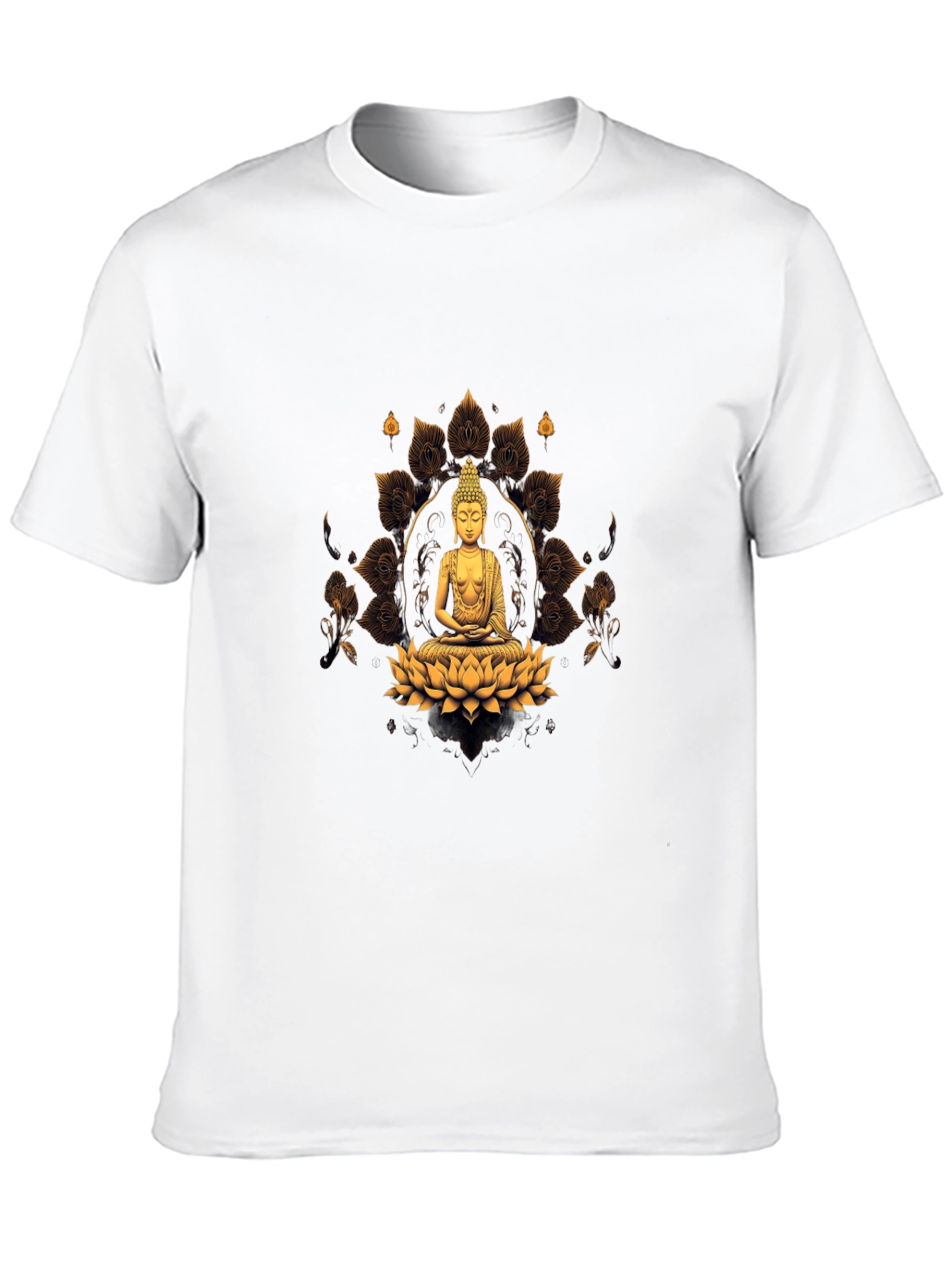 Buddha Lotus Flower Graphic Print Black T-Shirt