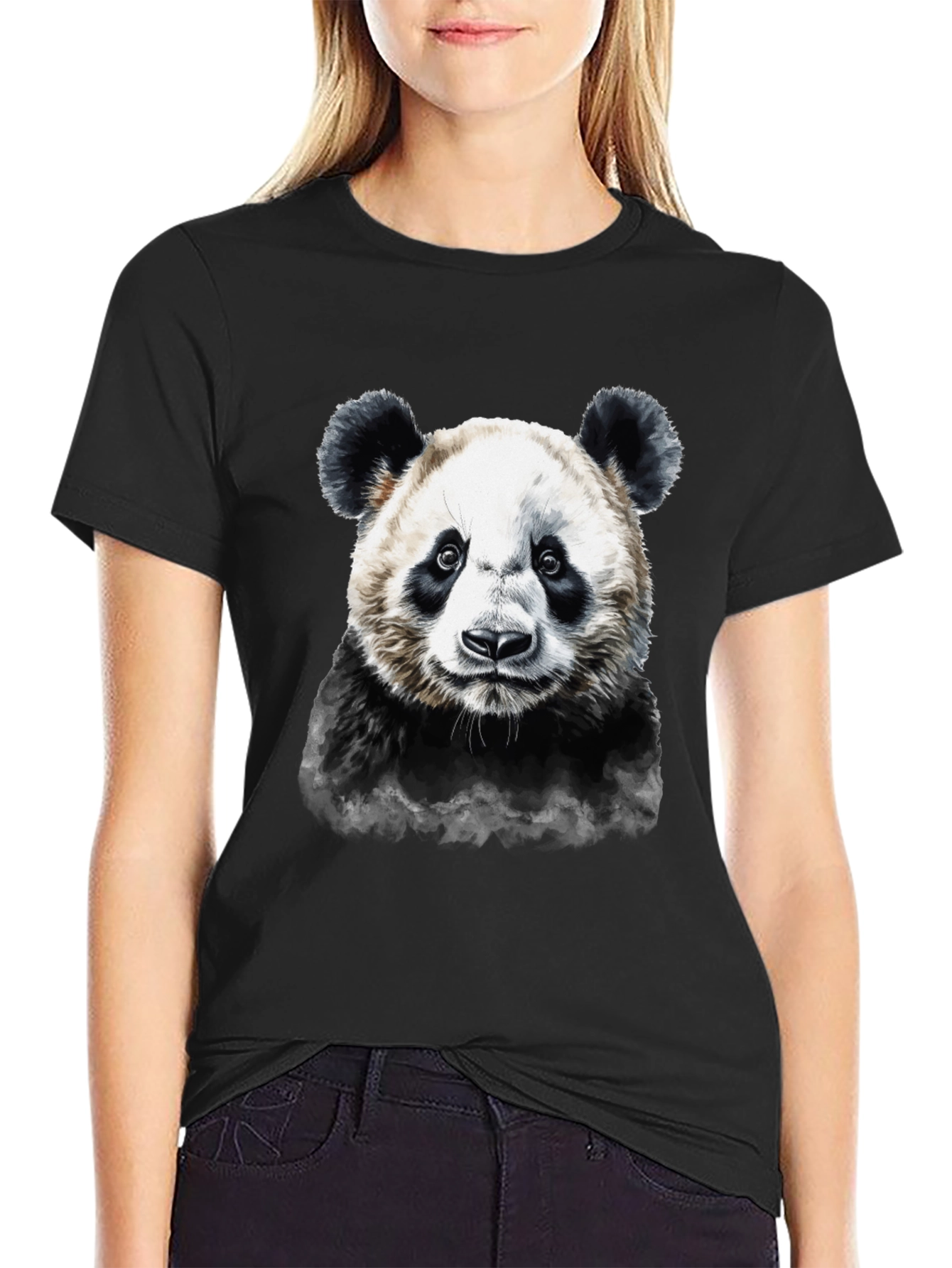 Panda Graphic Tee - Mens Black Cotton T-Shirt