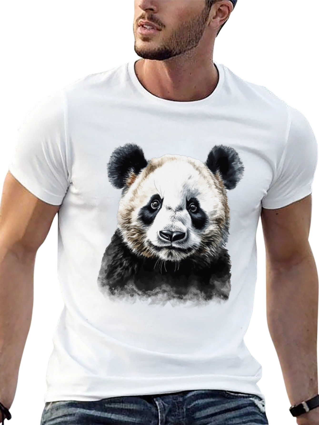 Panda Graphic Tee - Mens Black Cotton T-Shirt