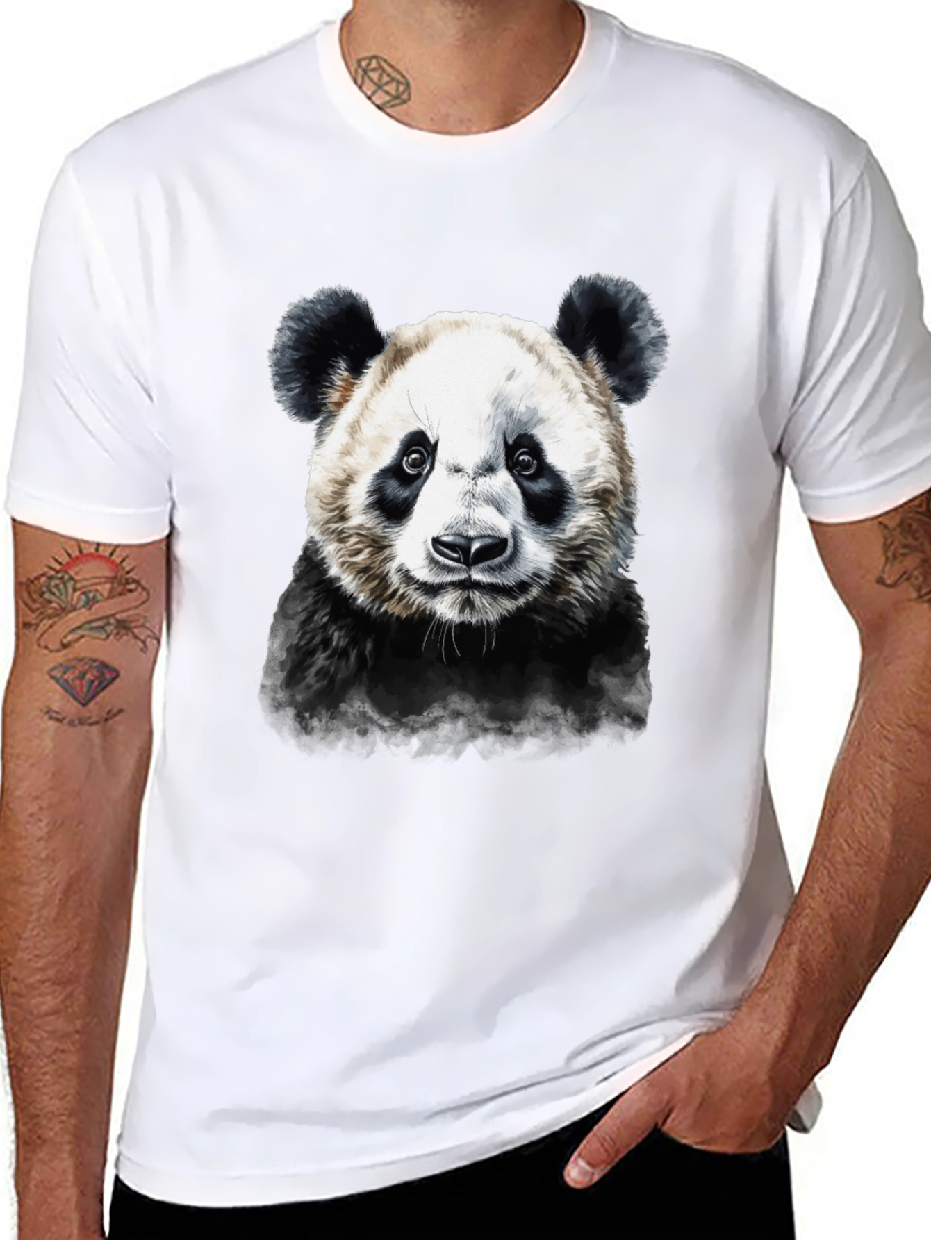 Panda Graphic Tee - Mens Black Cotton T-Shirt