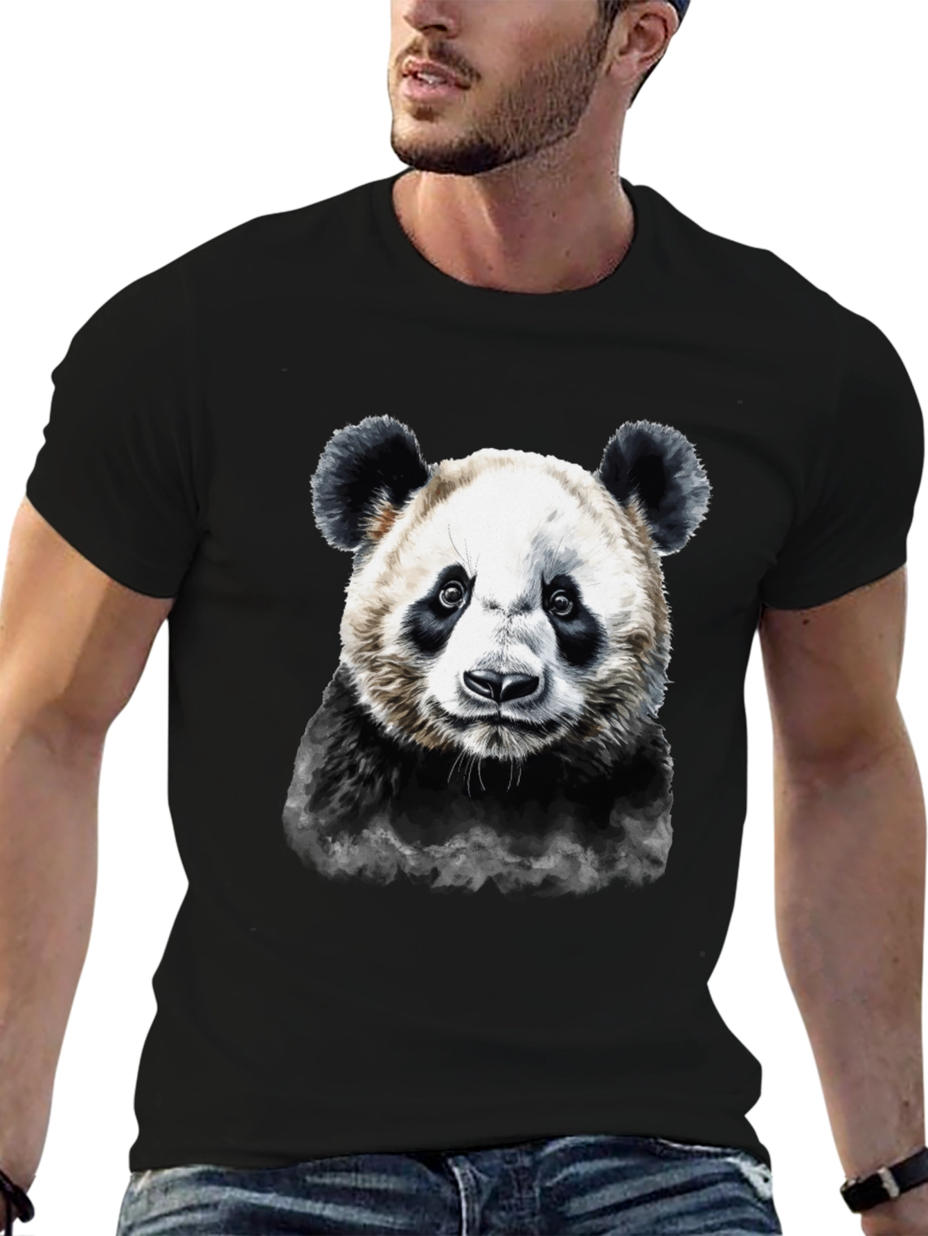 Panda Graphic Tee - Mens Black Cotton T-Shirt