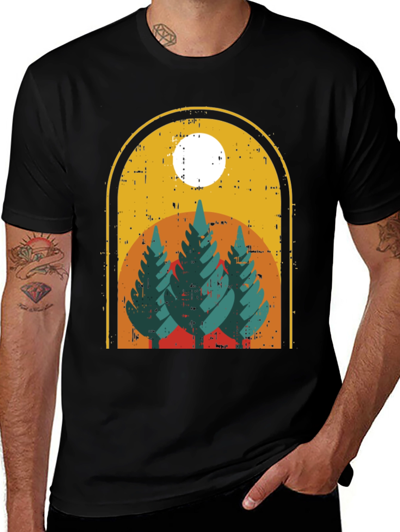 Retro Mountain Scene Graphic T-Shirt