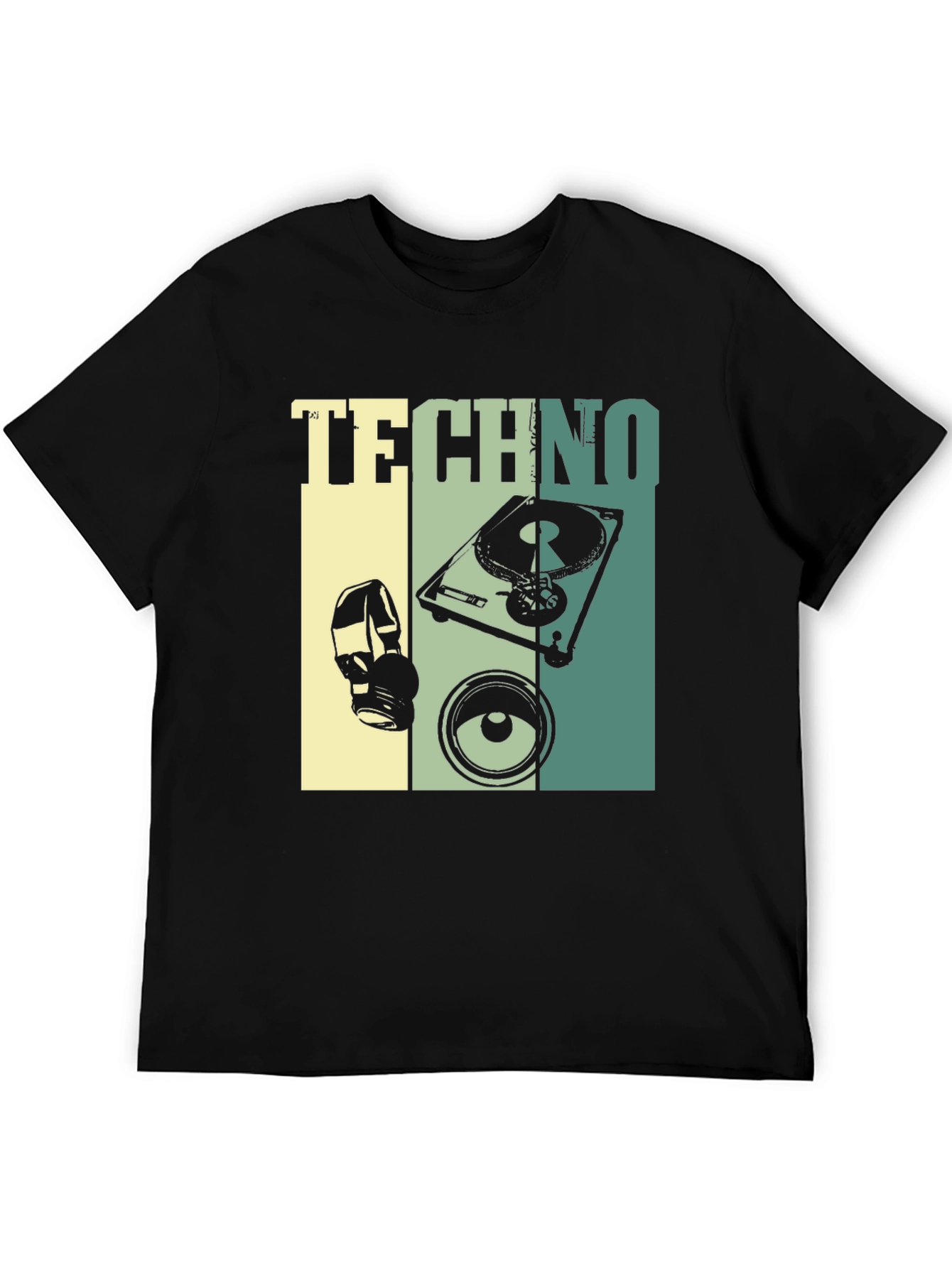 Techno Music Graphic T-Shirt - DJ Turntable Design