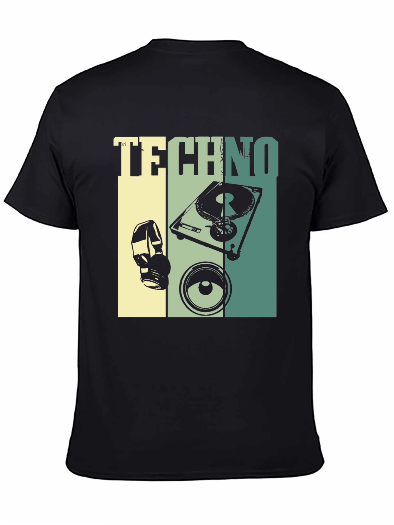 Techno Music Graphic T-Shirt - DJ Turntable Design