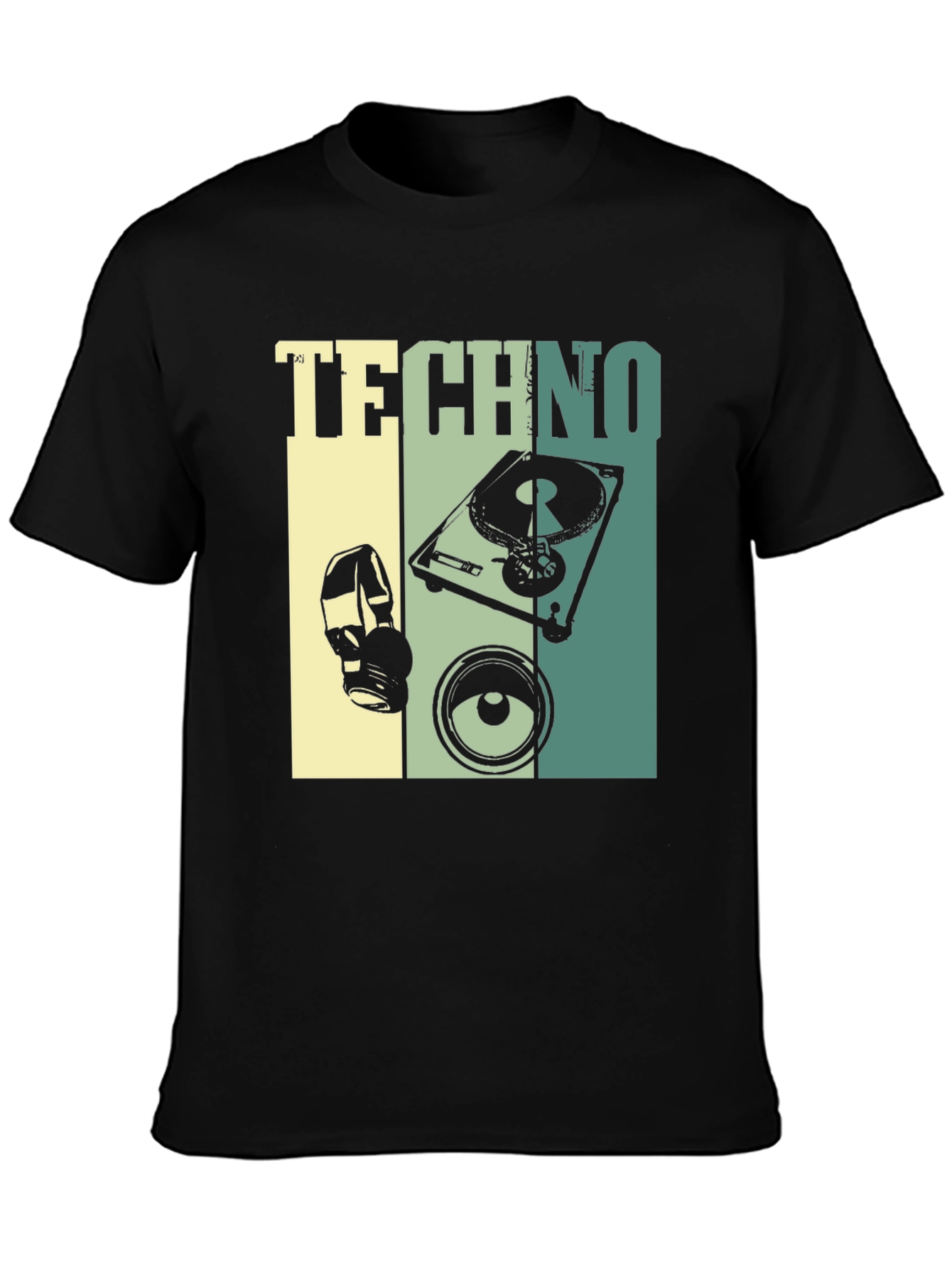 Techno Music Graphic T-Shirt - DJ Turntable Design