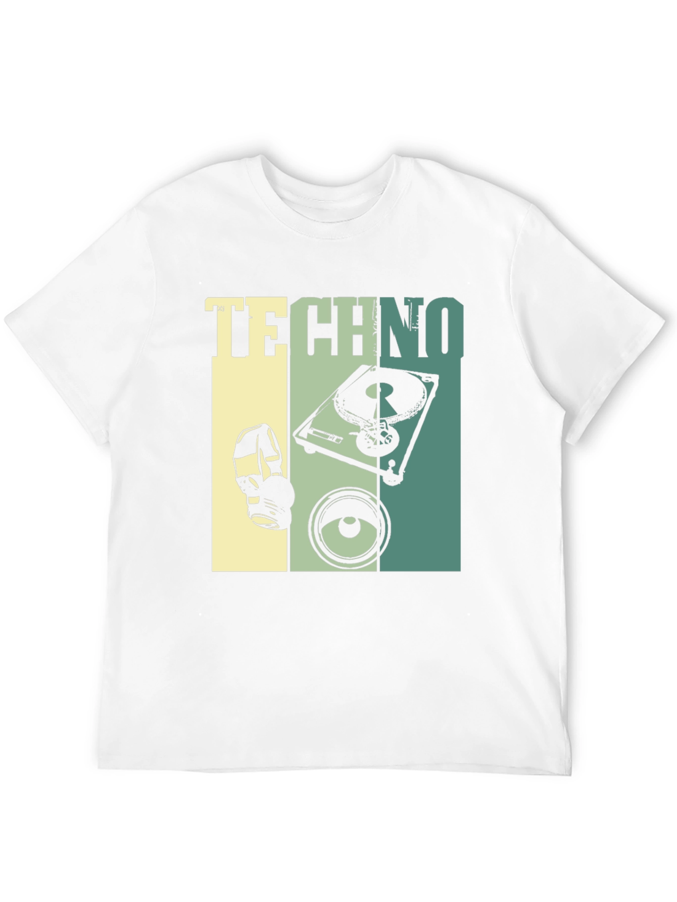 Techno Music Graphic T-Shirt - DJ Turntable Design