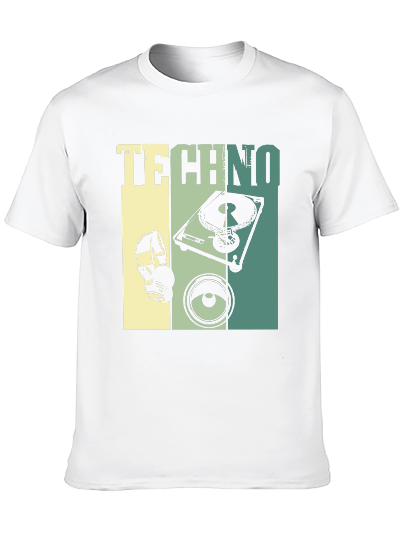 Techno Music Graphic T-Shirt - DJ Turntable Design