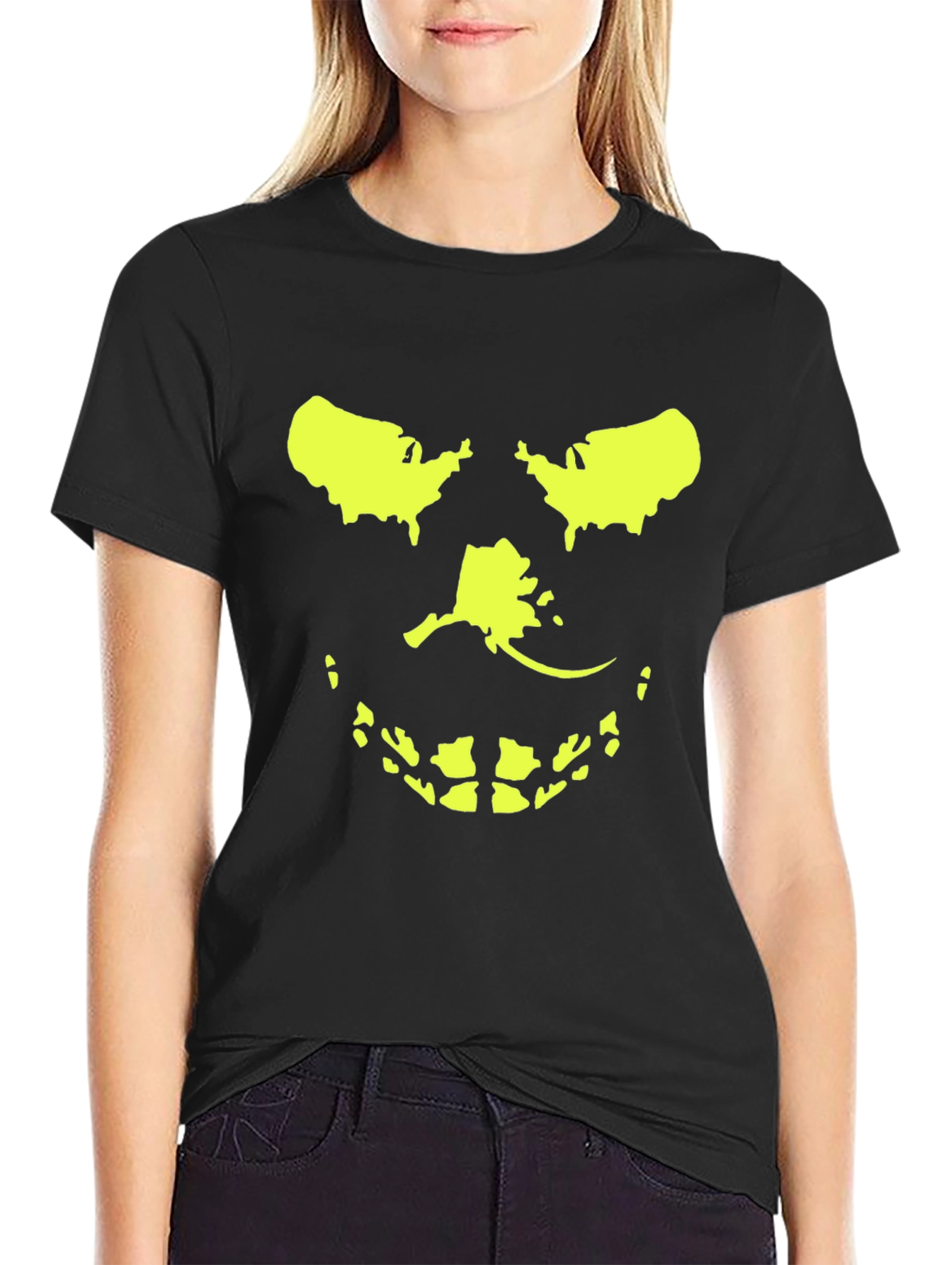USA Map Grimace T-Shirt - Black Graphic Tee