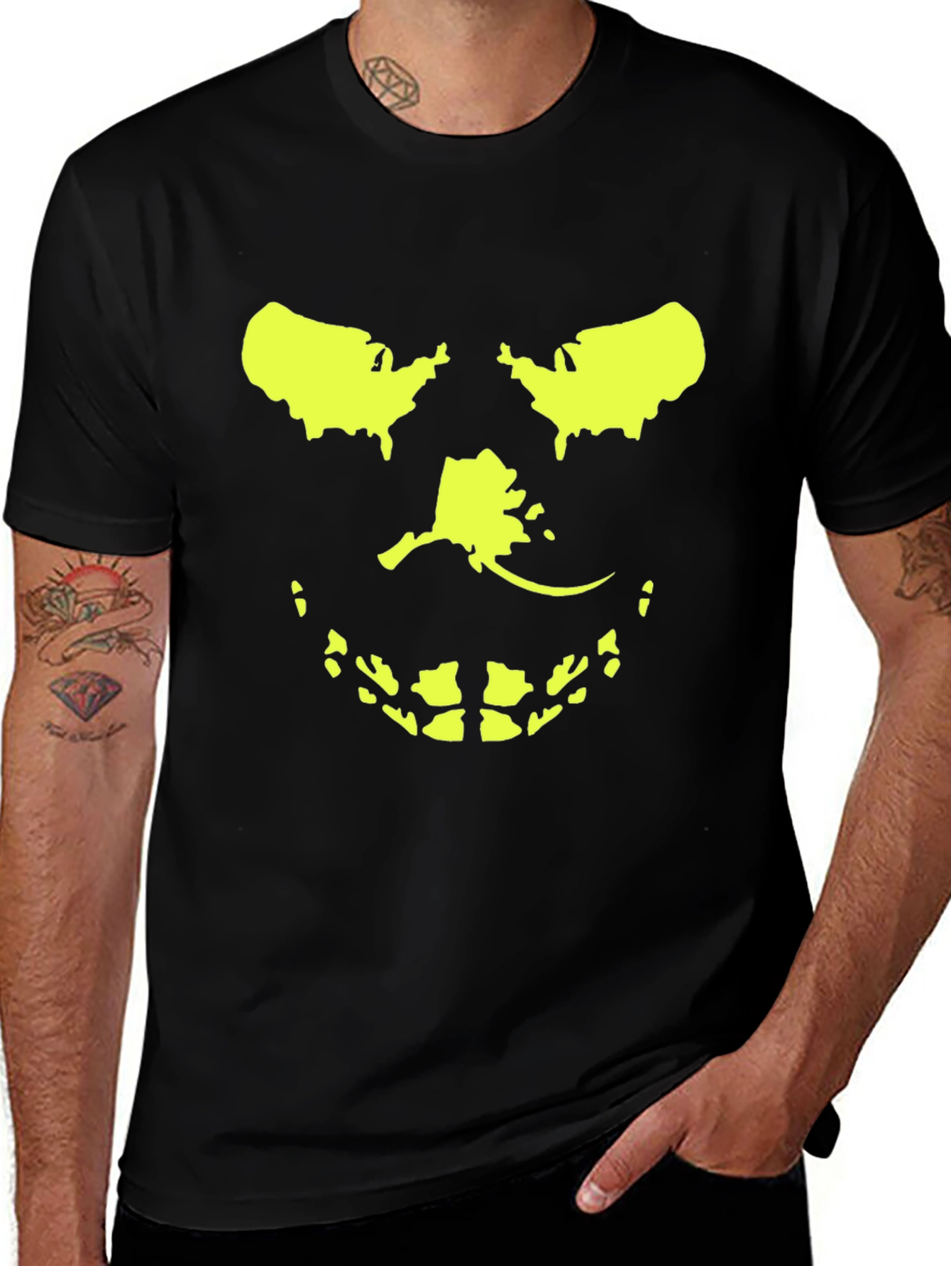 USA Map Grimace T-Shirt - Black Graphic Tee
